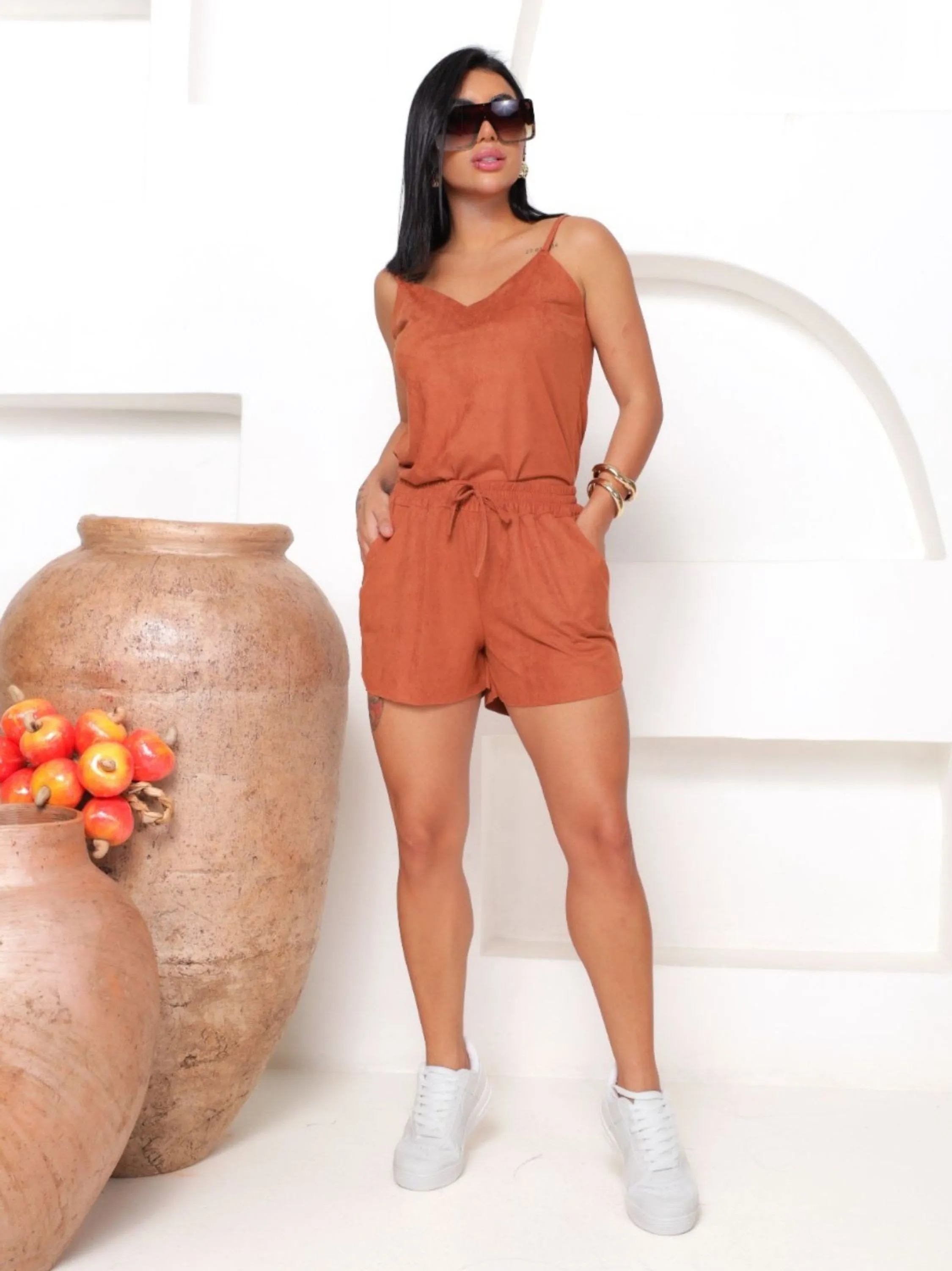 Conjunto Feminino Short e Blusa de Alças