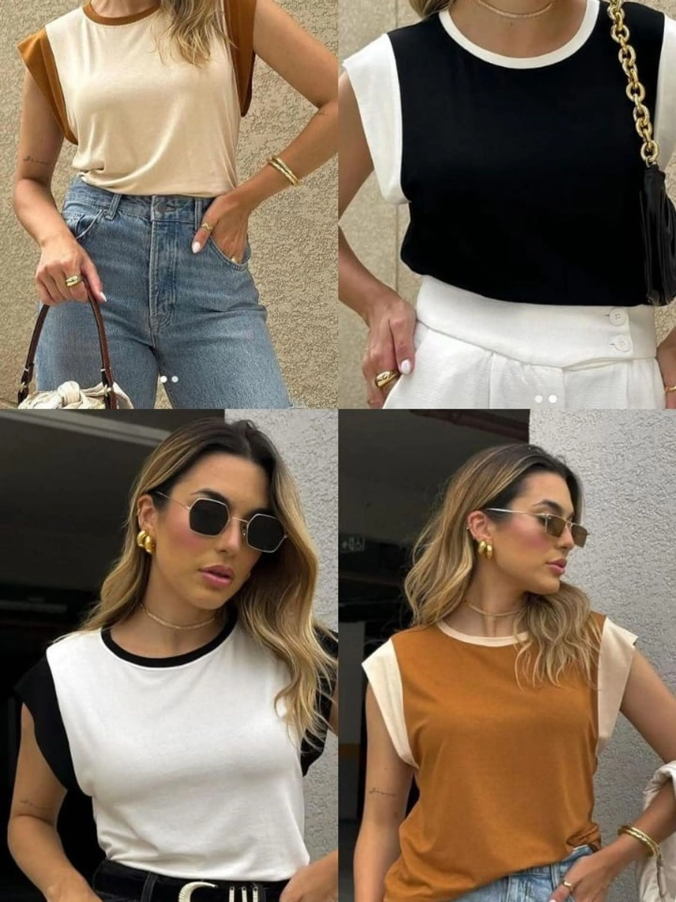 Blusa feminina muscle bicolor básica elegante regata