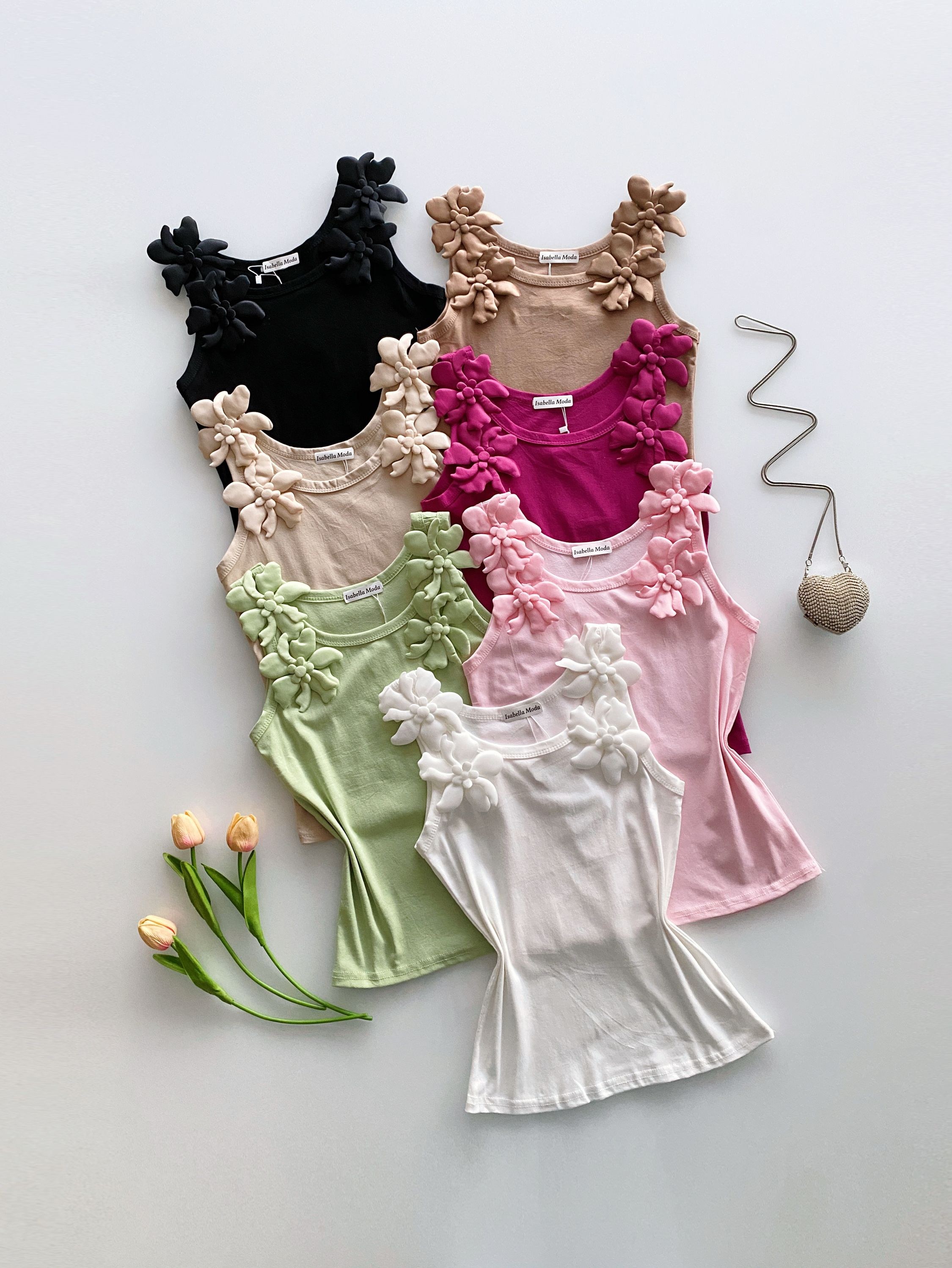 Regata algodão com flor Isabella moda