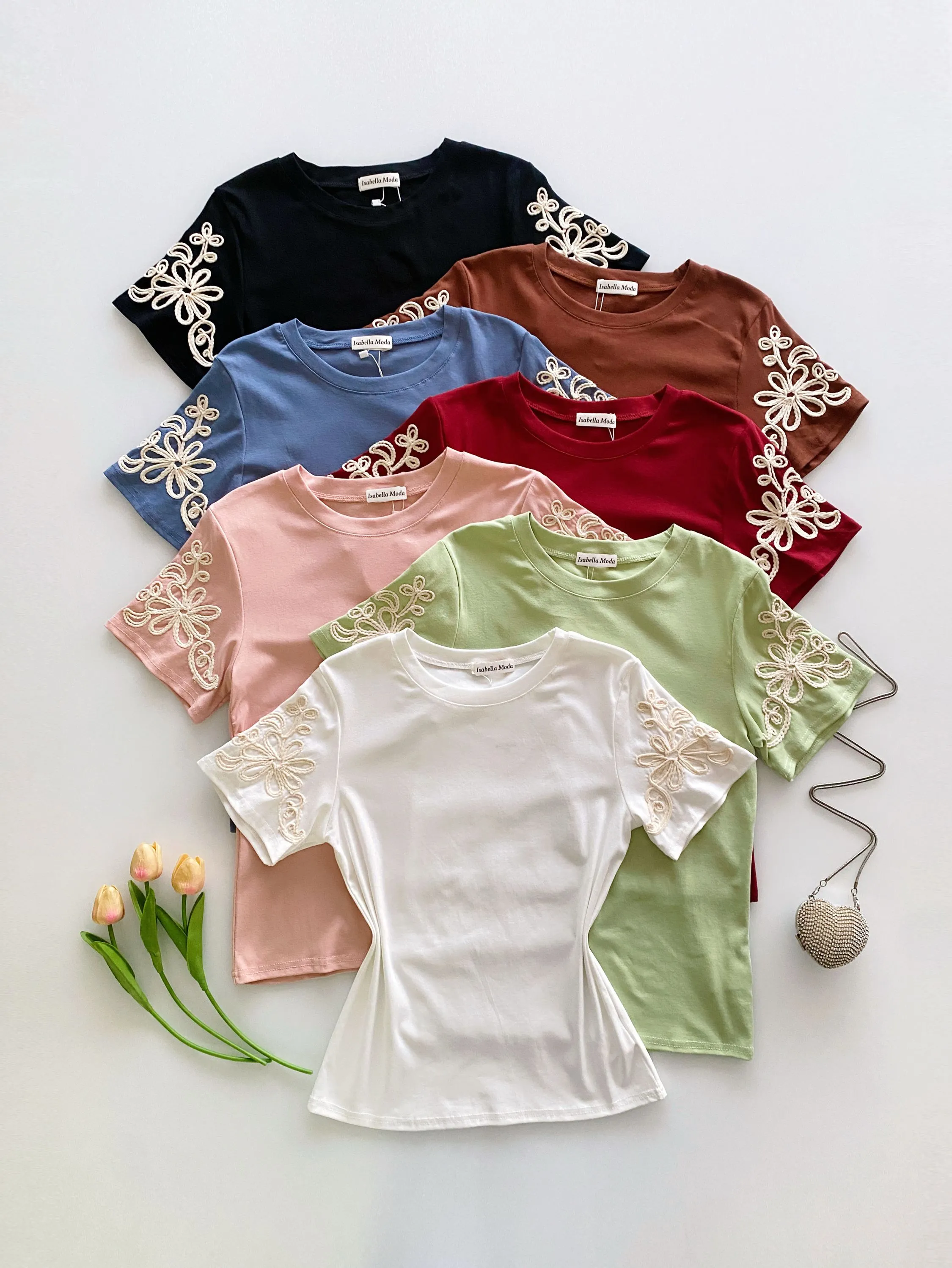 Blusa algodão manga bordado Isabella moda