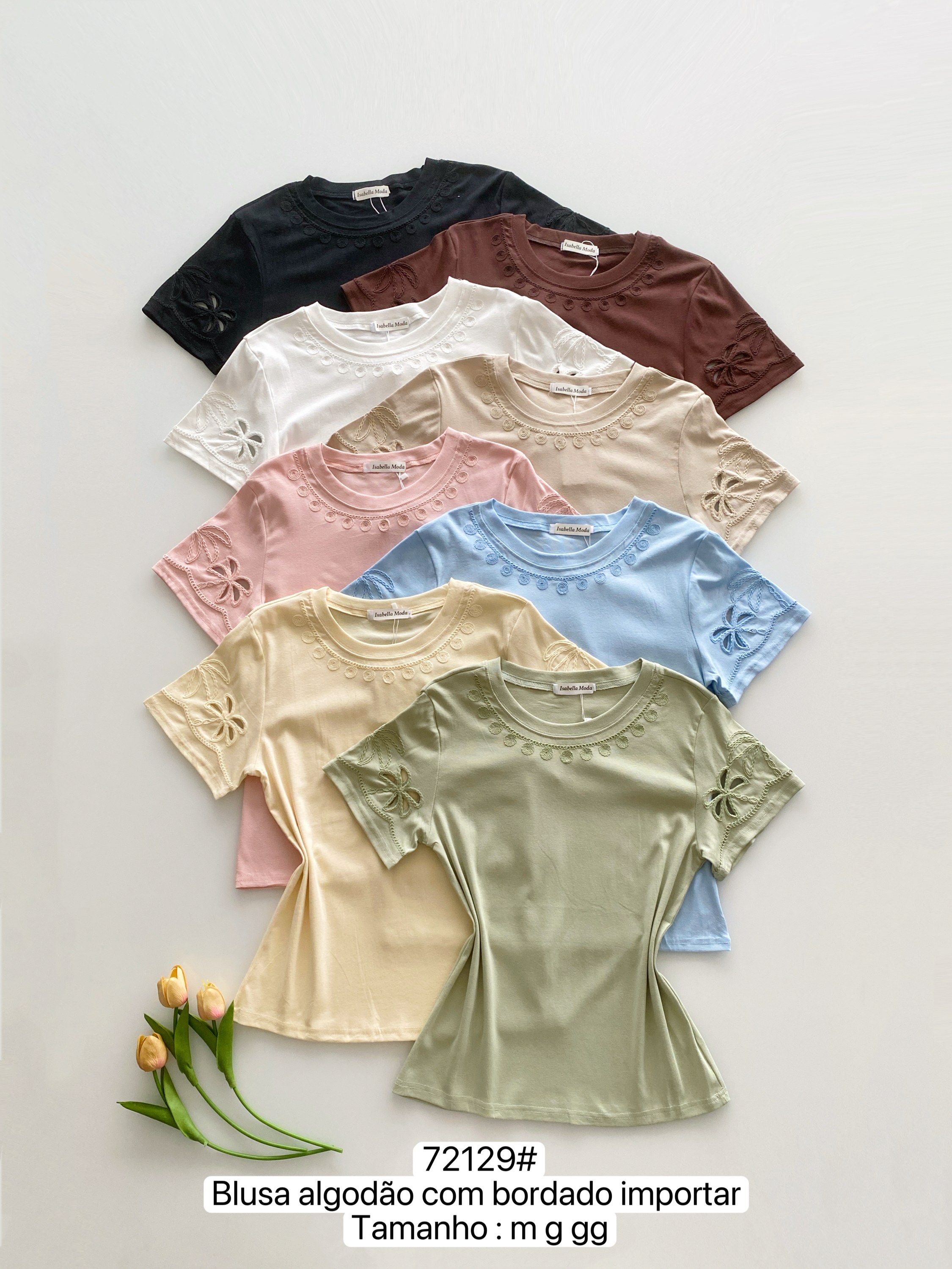 72129# Blusa algodão com bordado Isabella moda