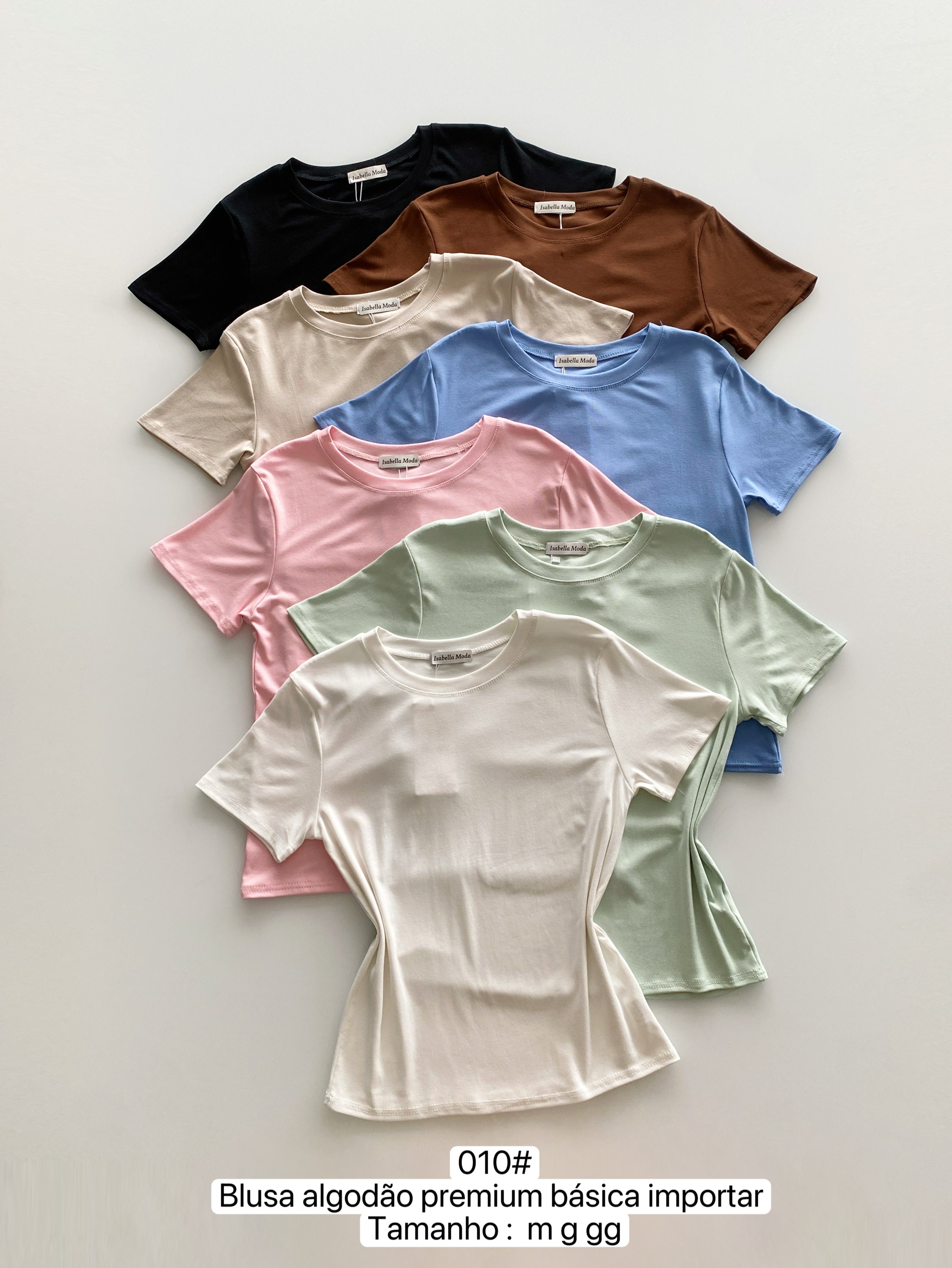010#Blusa algodão premium básica Isabella moda