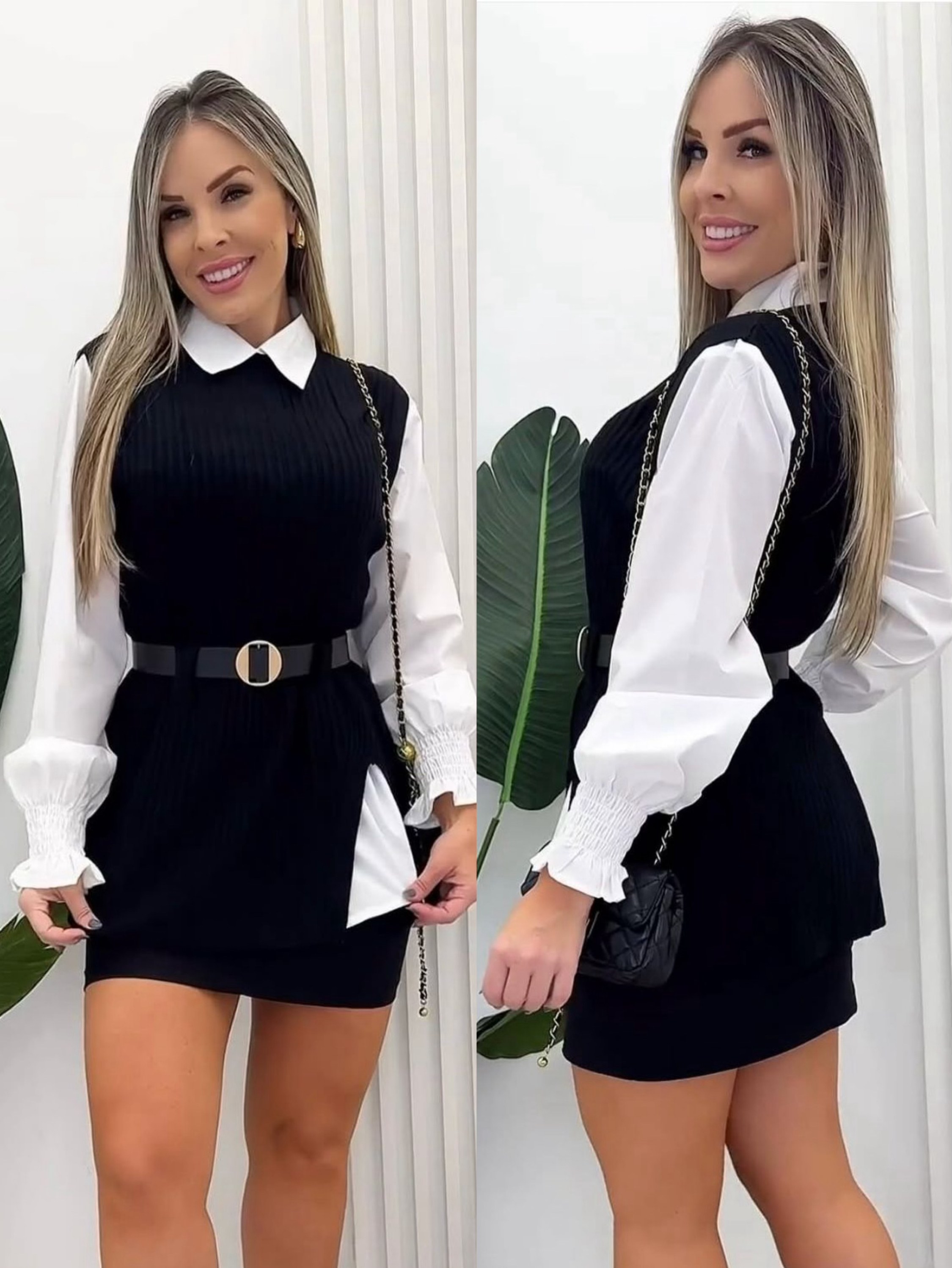 Conjunto de 3 peças ( camisa+colete+cinto)