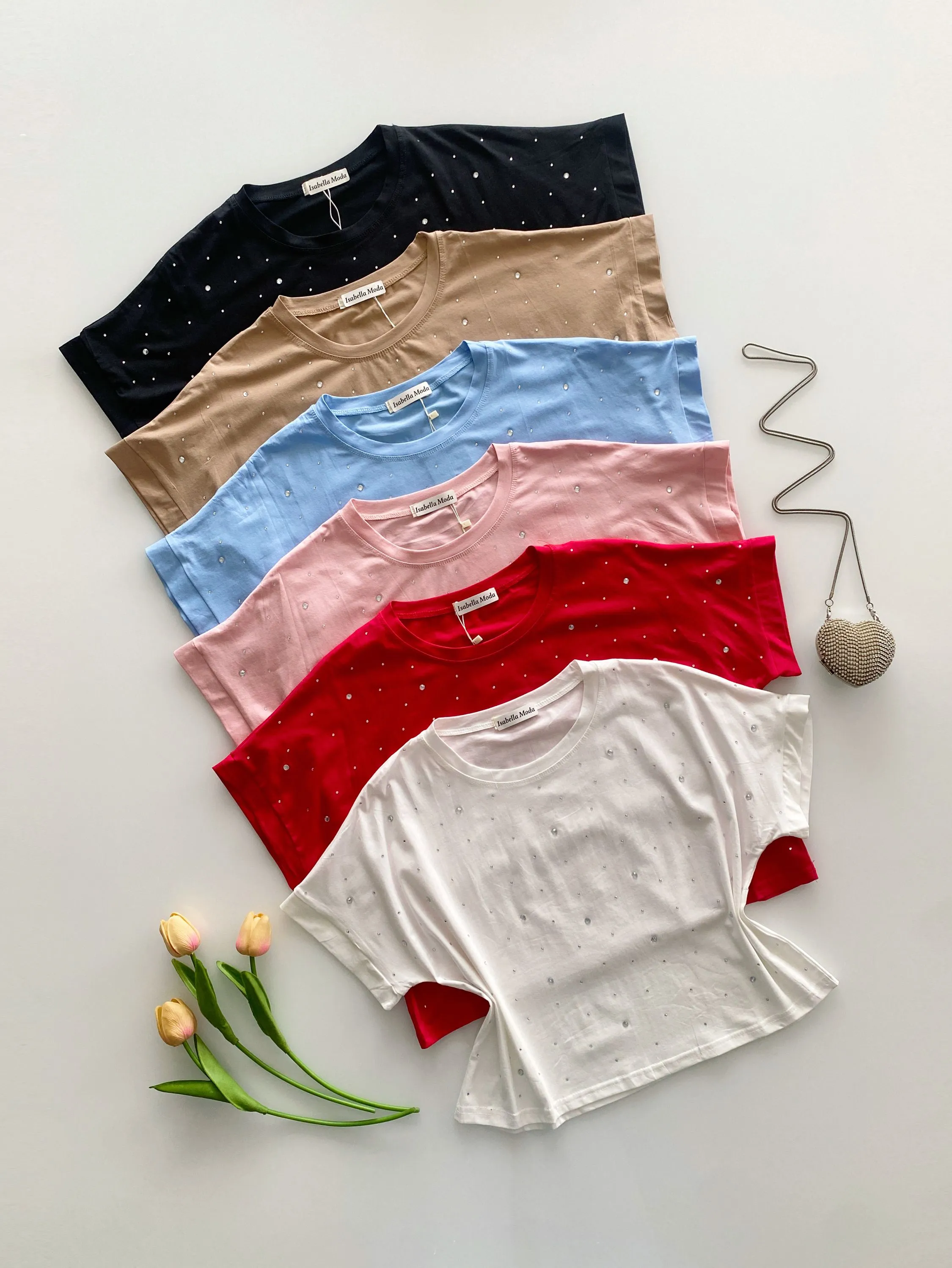 530# Blusa algodão com pedraria Isabella moda