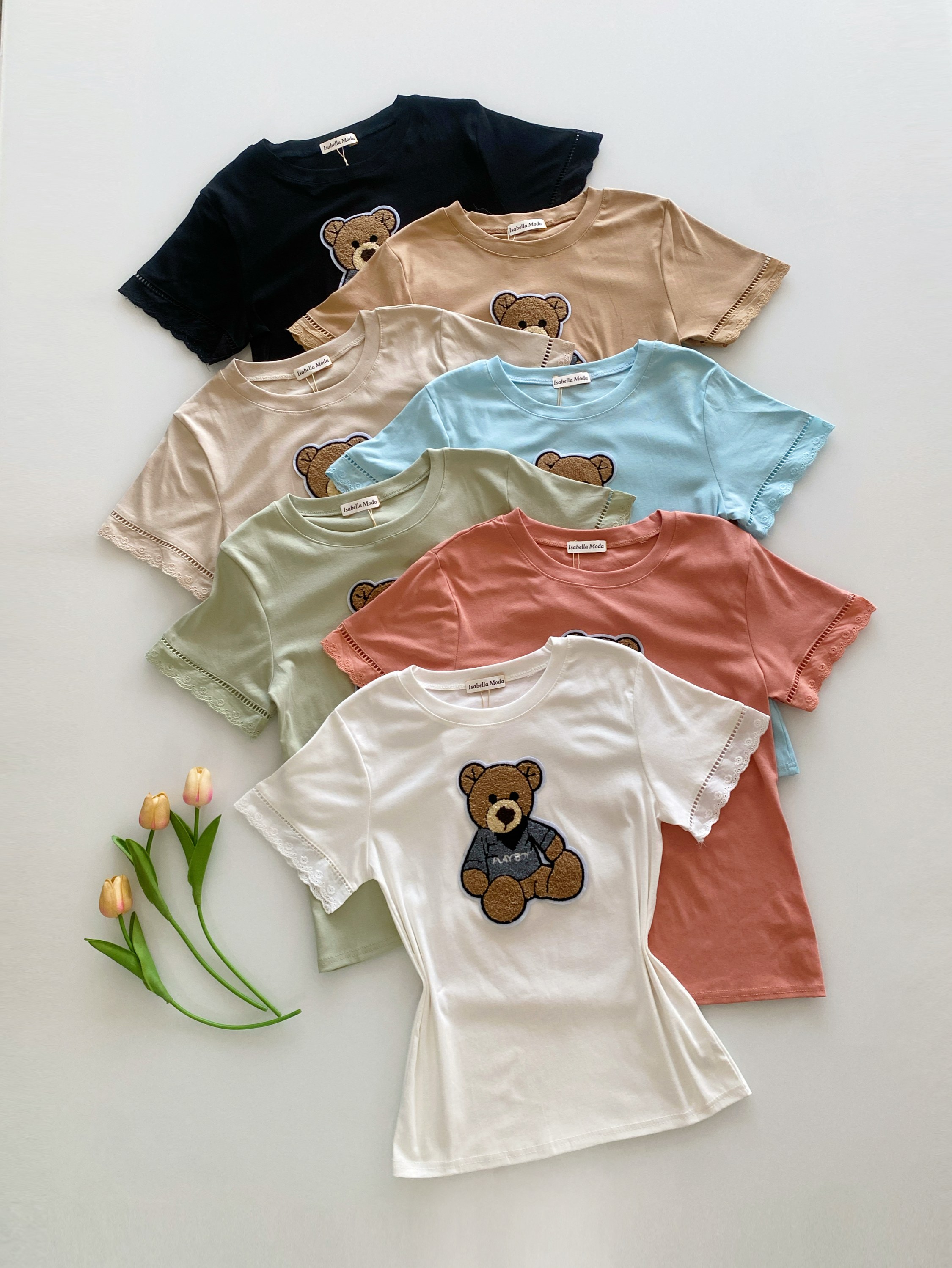 Blusa algodão com ursinho Isabella moda