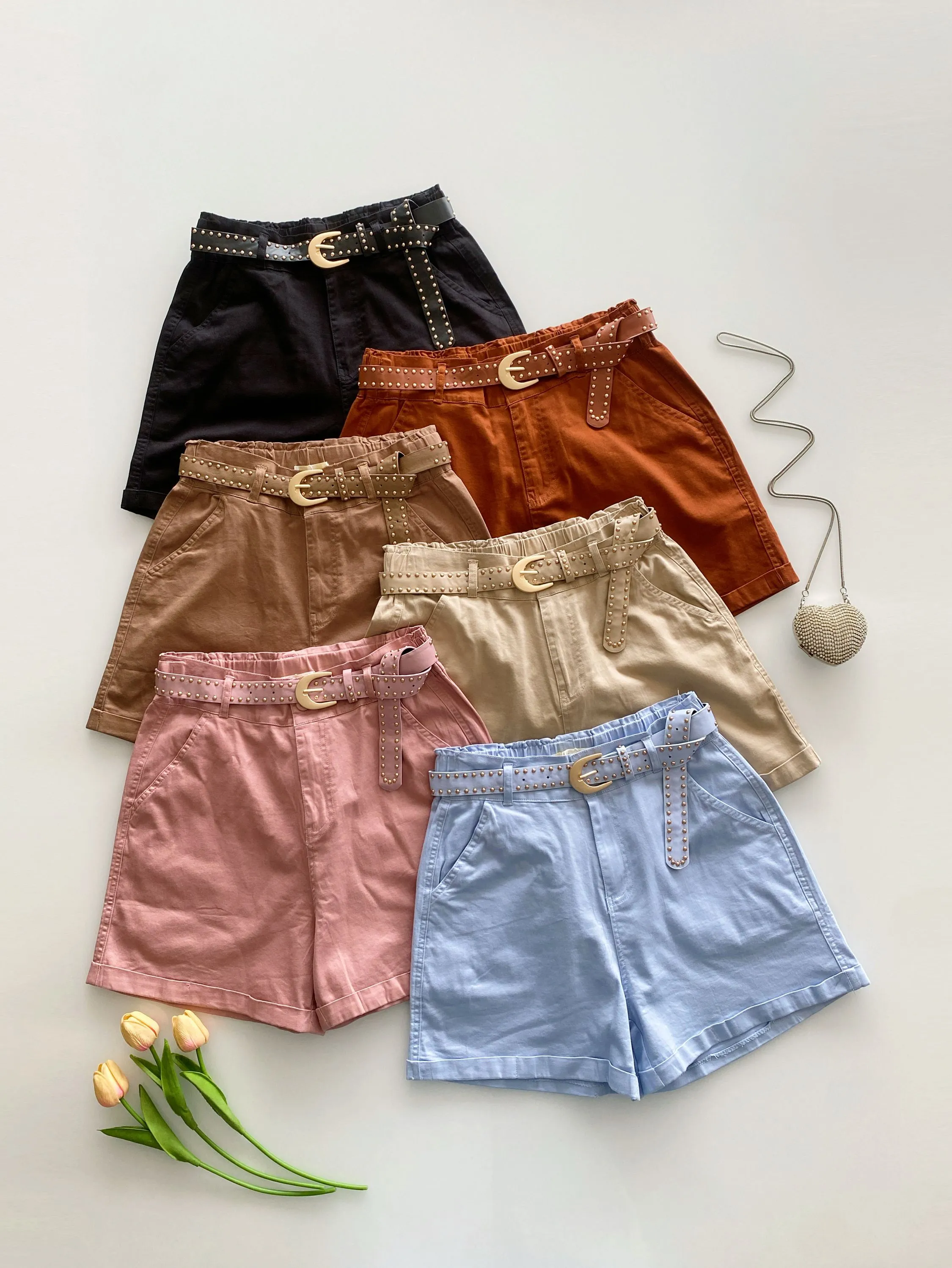 Short sarja elastano com cinto Isabella moda