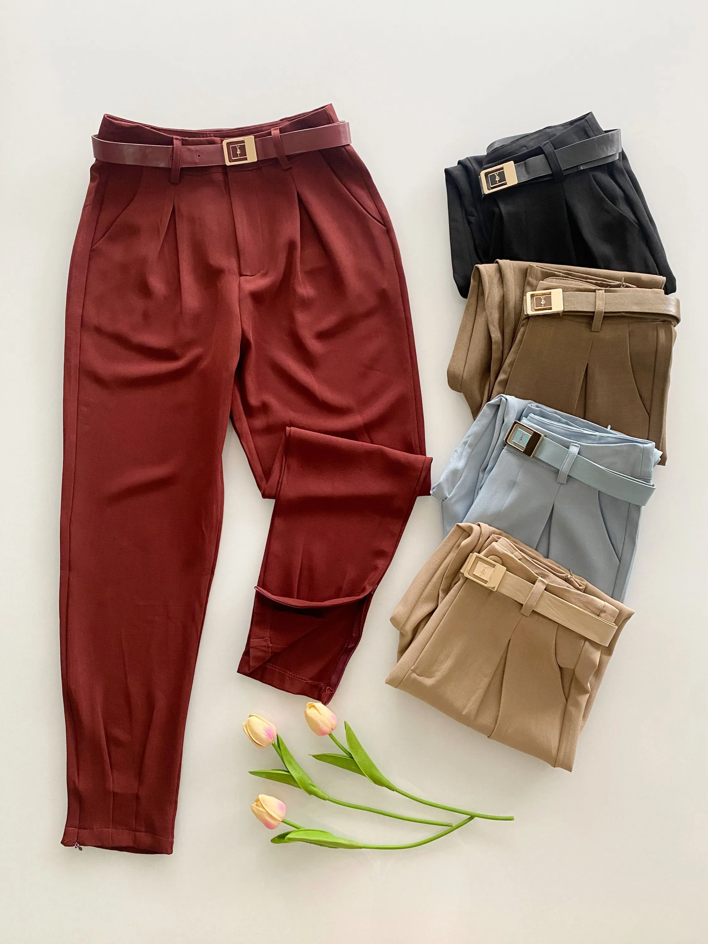 Calça cenoura marrant com cinto Isabella moda