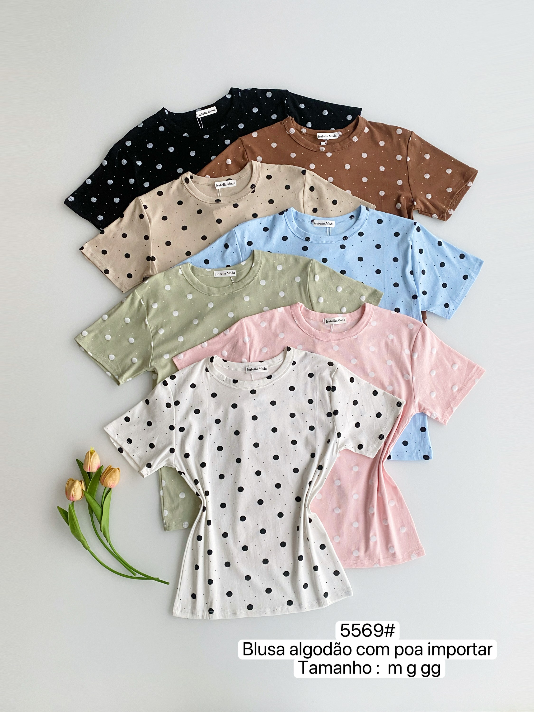 5569# Blusa algodão com boa Isabella moda