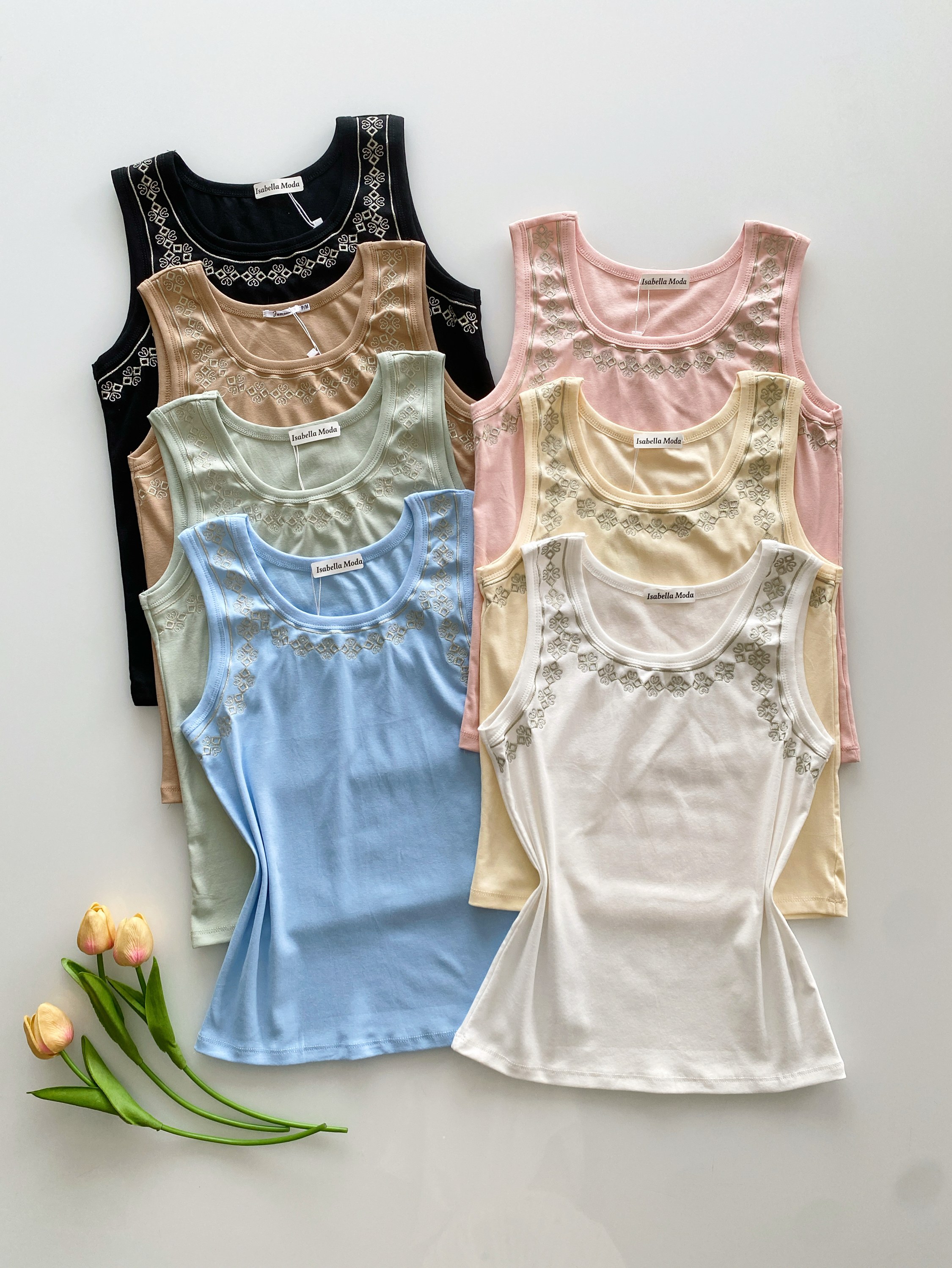 Regata algodão com bordado Isabella moda