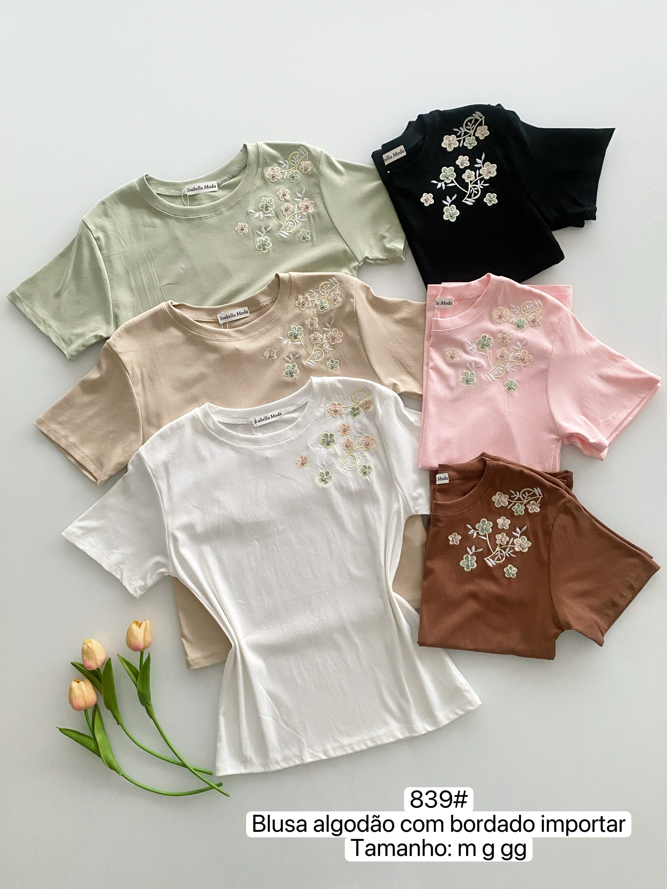 839# Blusa algodão com bordado Isabella moda