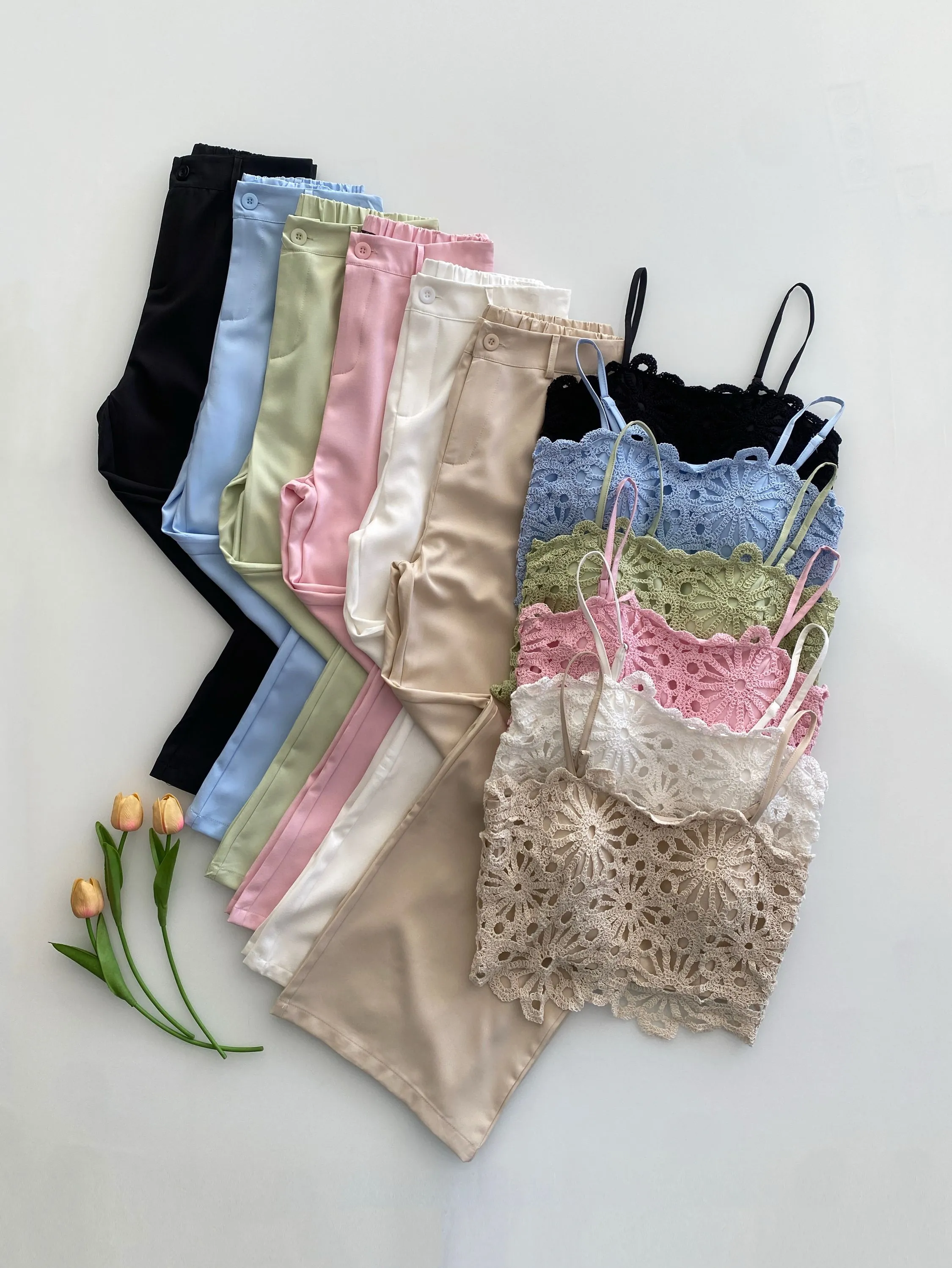 Conjunto alfaiataria (top +calça pantalona) Isabella moda