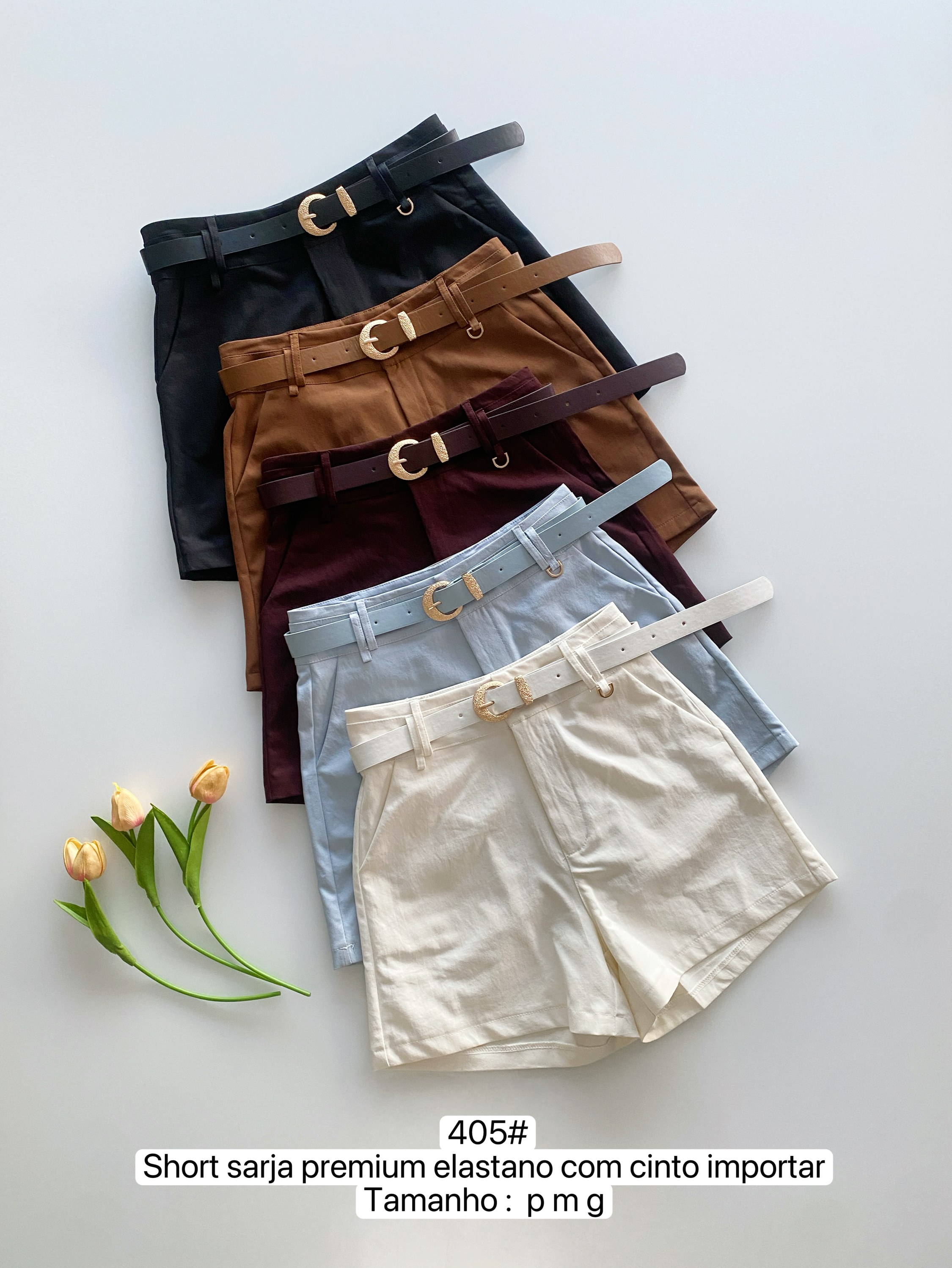 405# Short sarja premium elastano com cinto Isabella moda