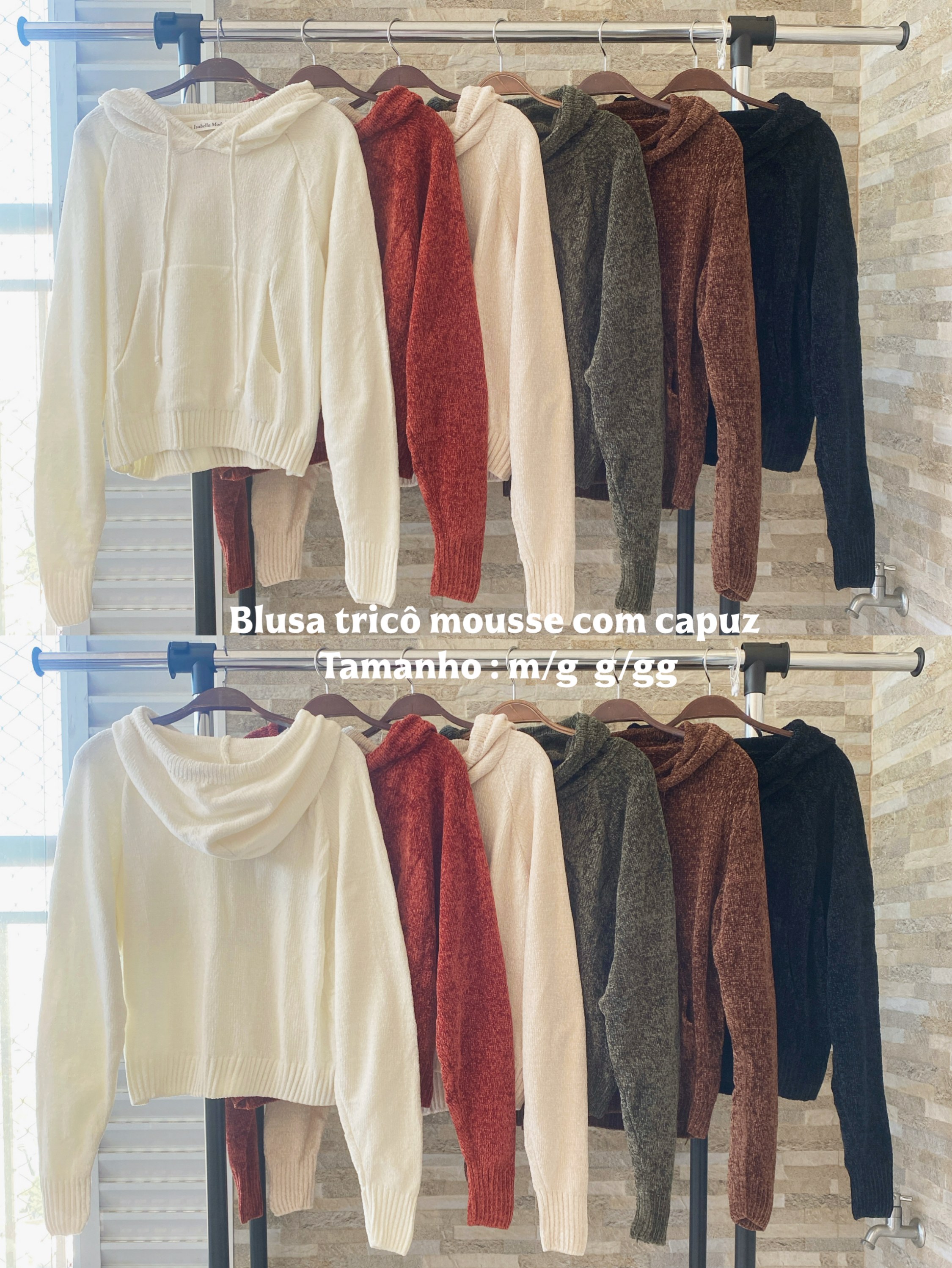 101# Blusa tricô mousse com capuz Isabella moda
