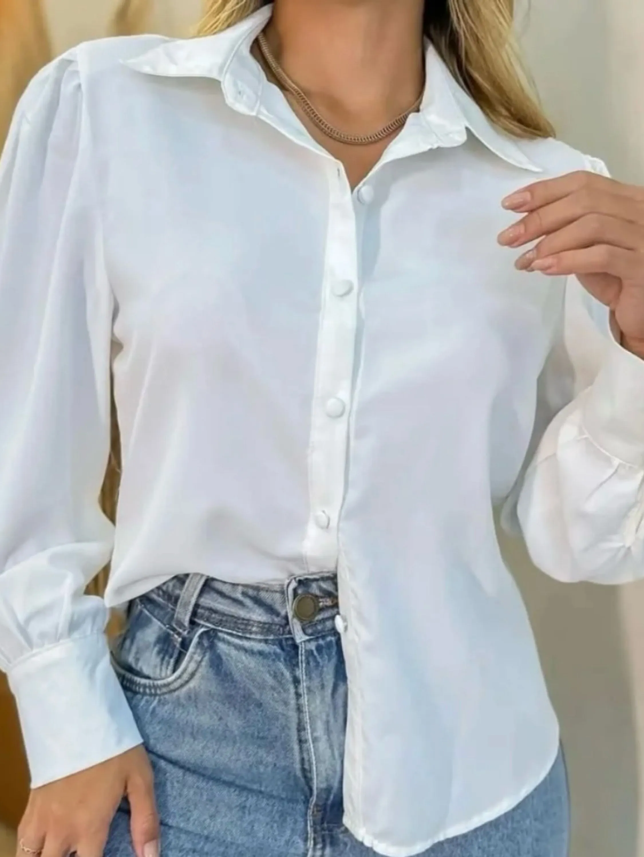 Camisa branco crepe Isabella moda