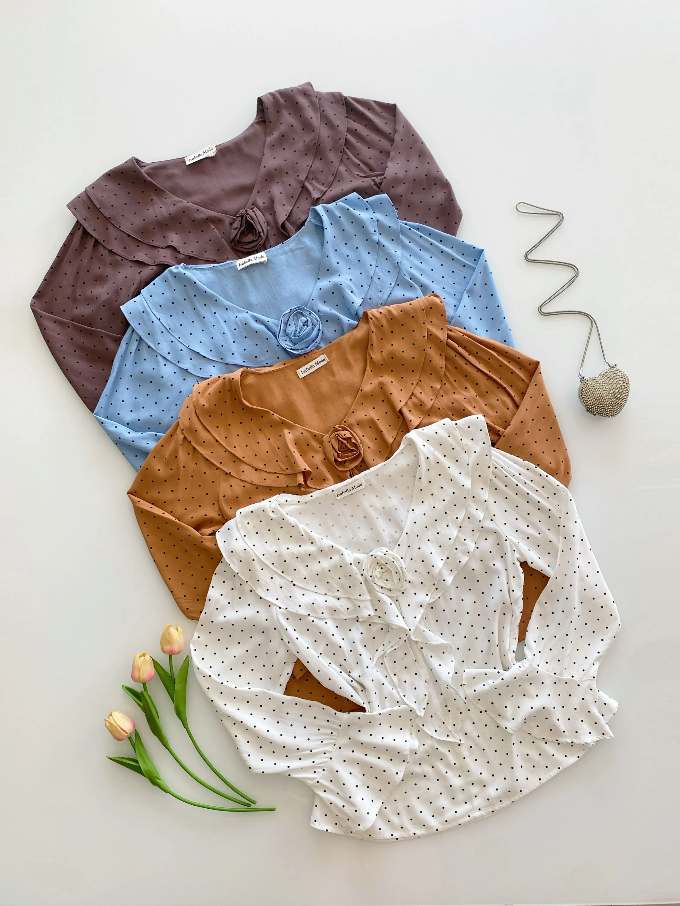 Camisa linho com bolinha Isabella moda
