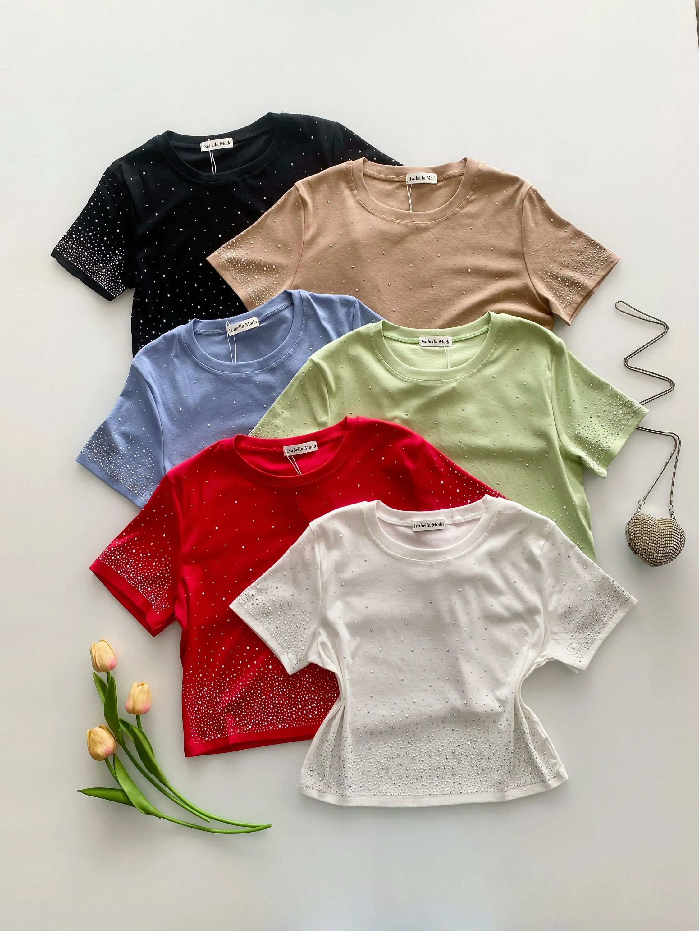 Blusa algodão com pedraria Isabella moda