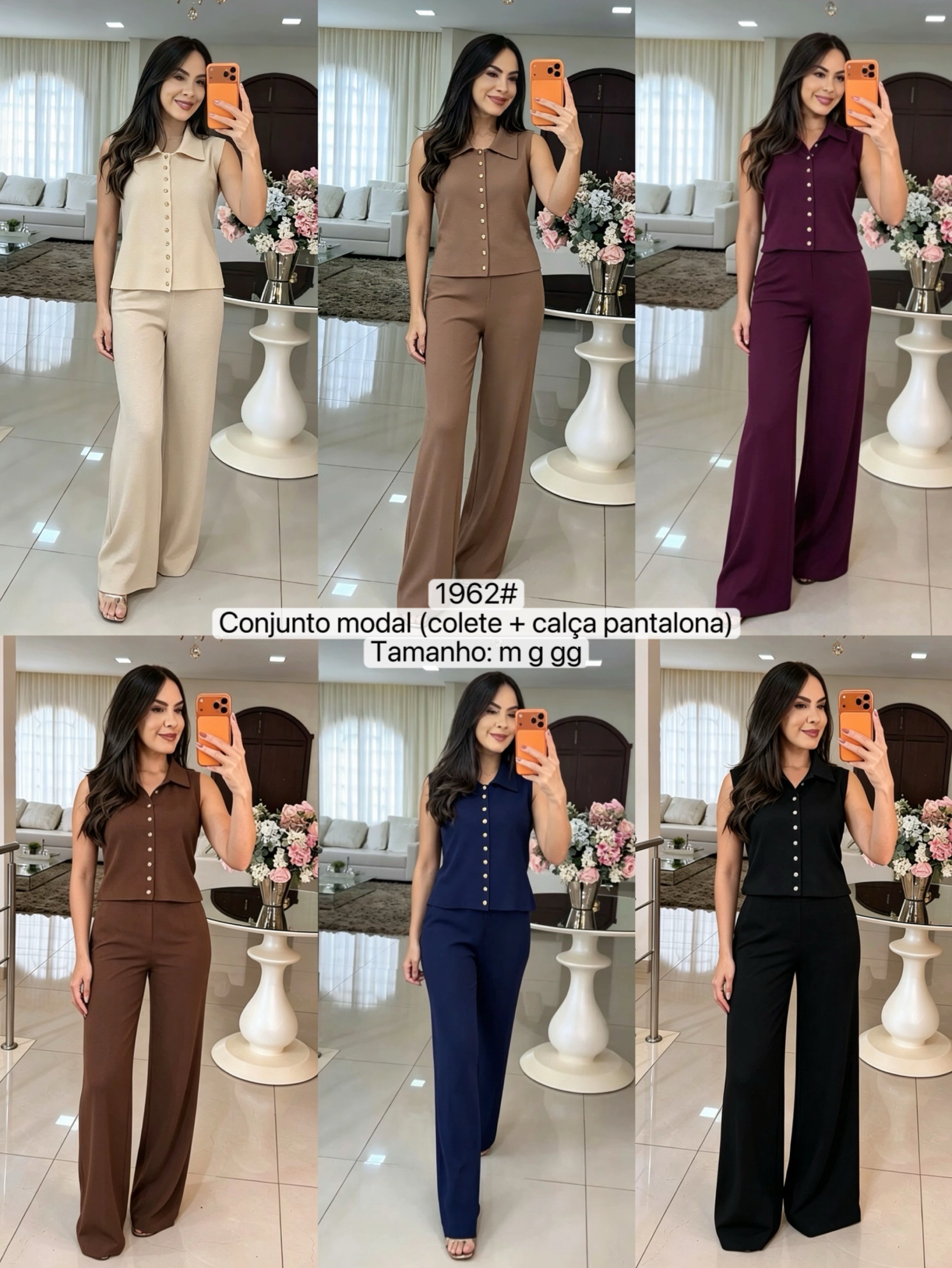 1962# Conjunto modal (colete + calça pantalona ) Isabella