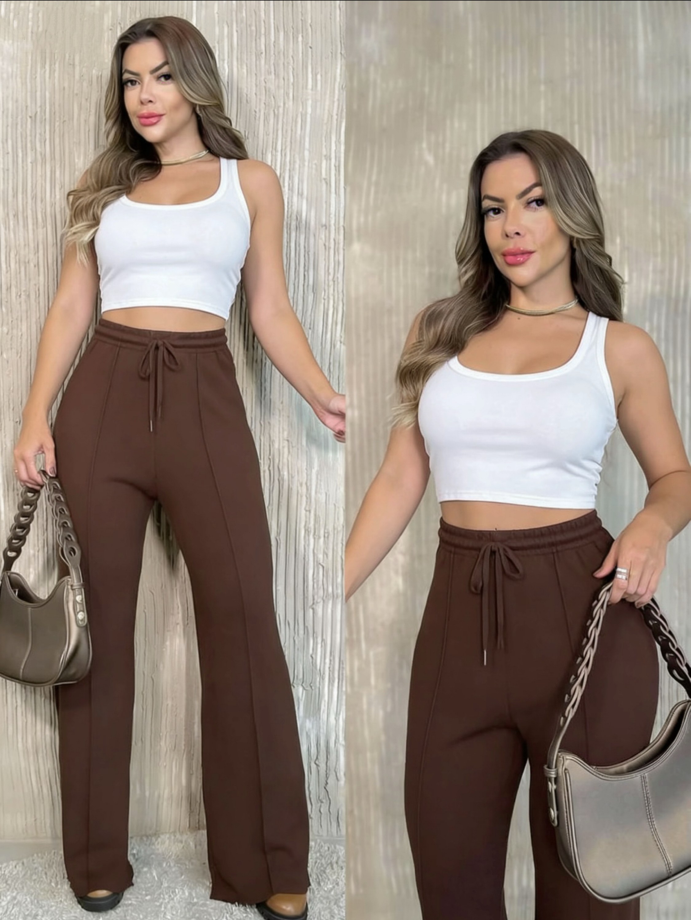 3233# Calça pantalona de moletinho Isabella moda