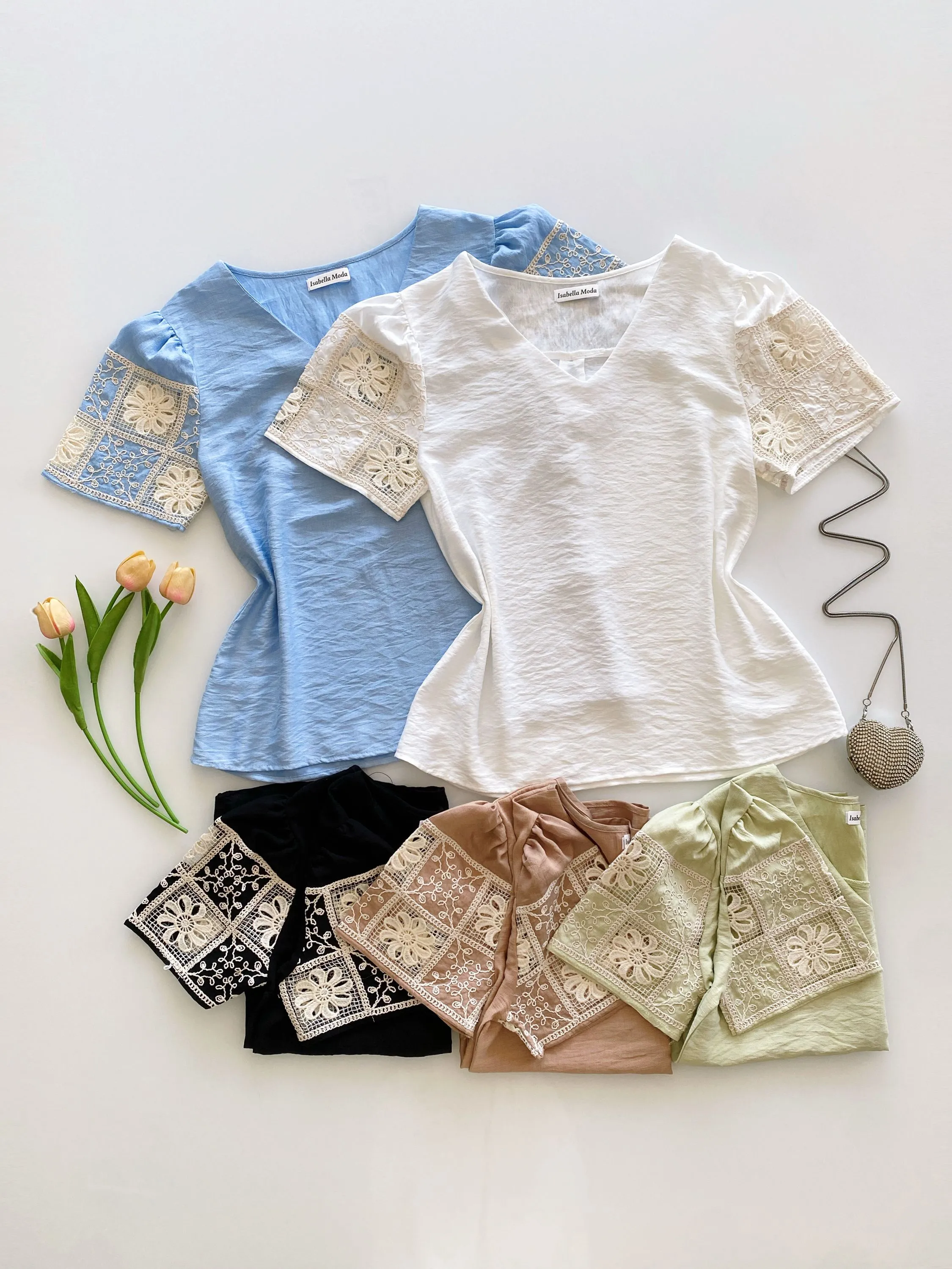 Blusa linho manga com bordado Isabella moda