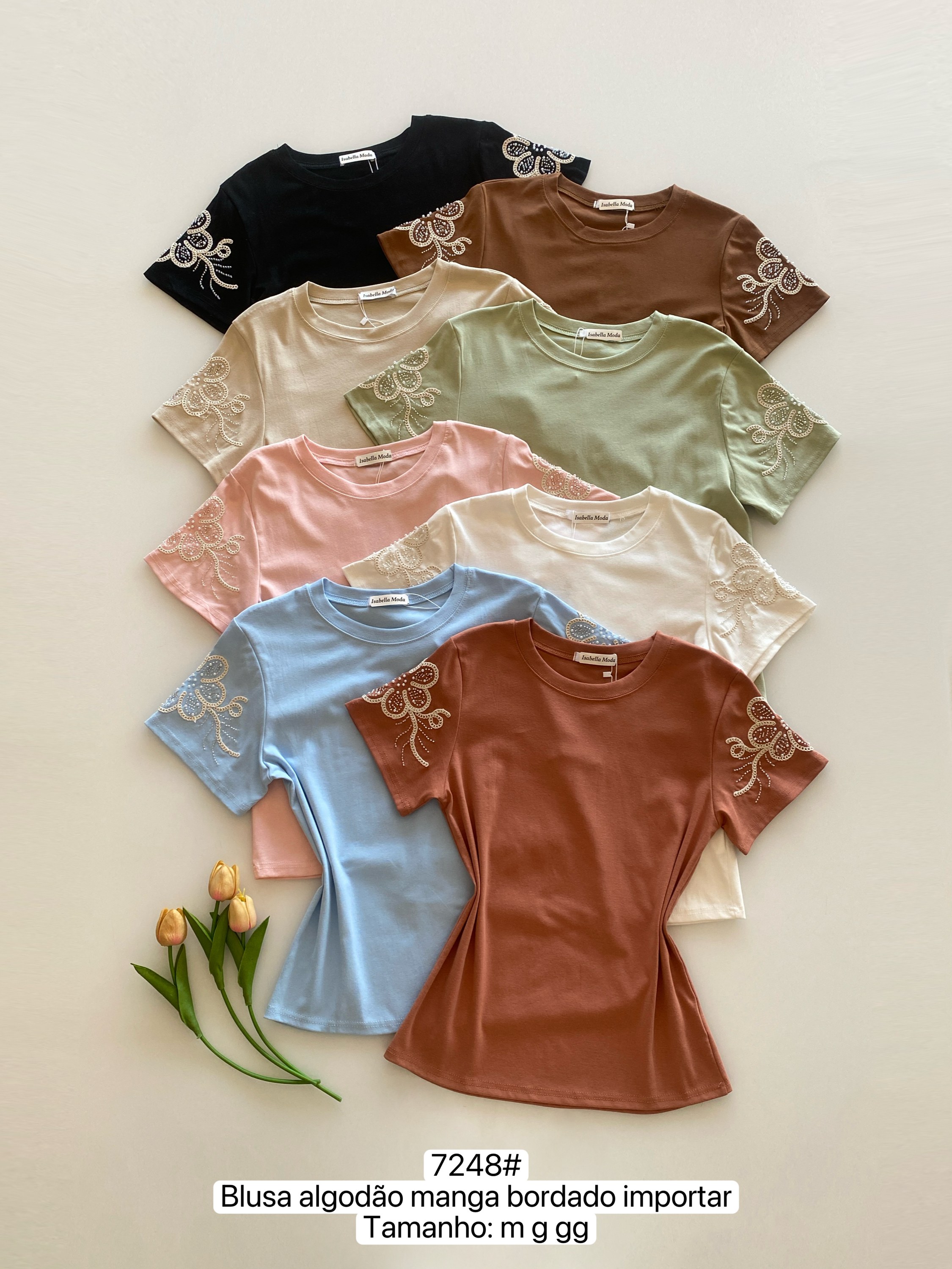 7248# Blusa algodão com bordado Isabella moda