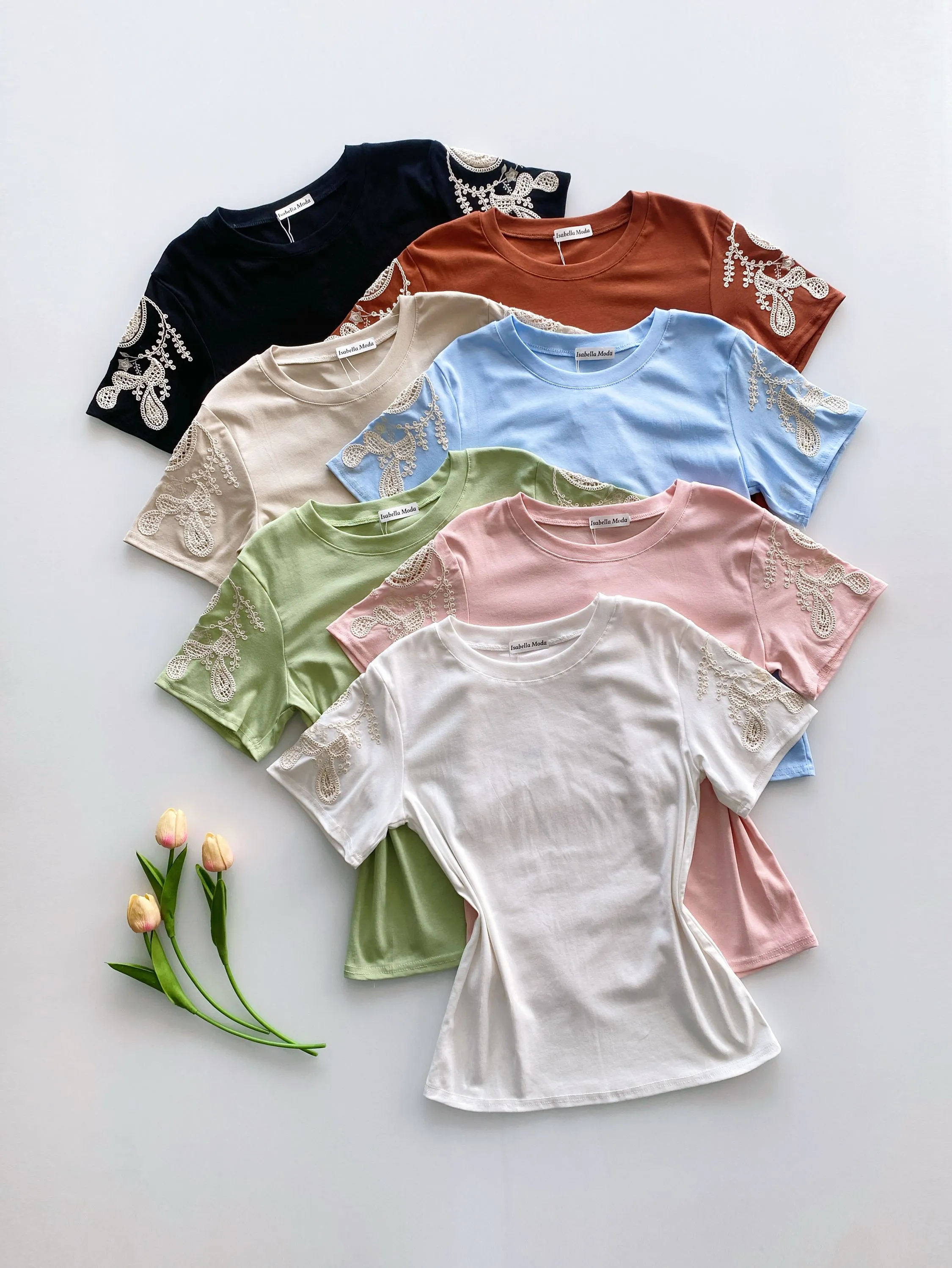 Blusa algodão maga bordado 225# Isabella moda