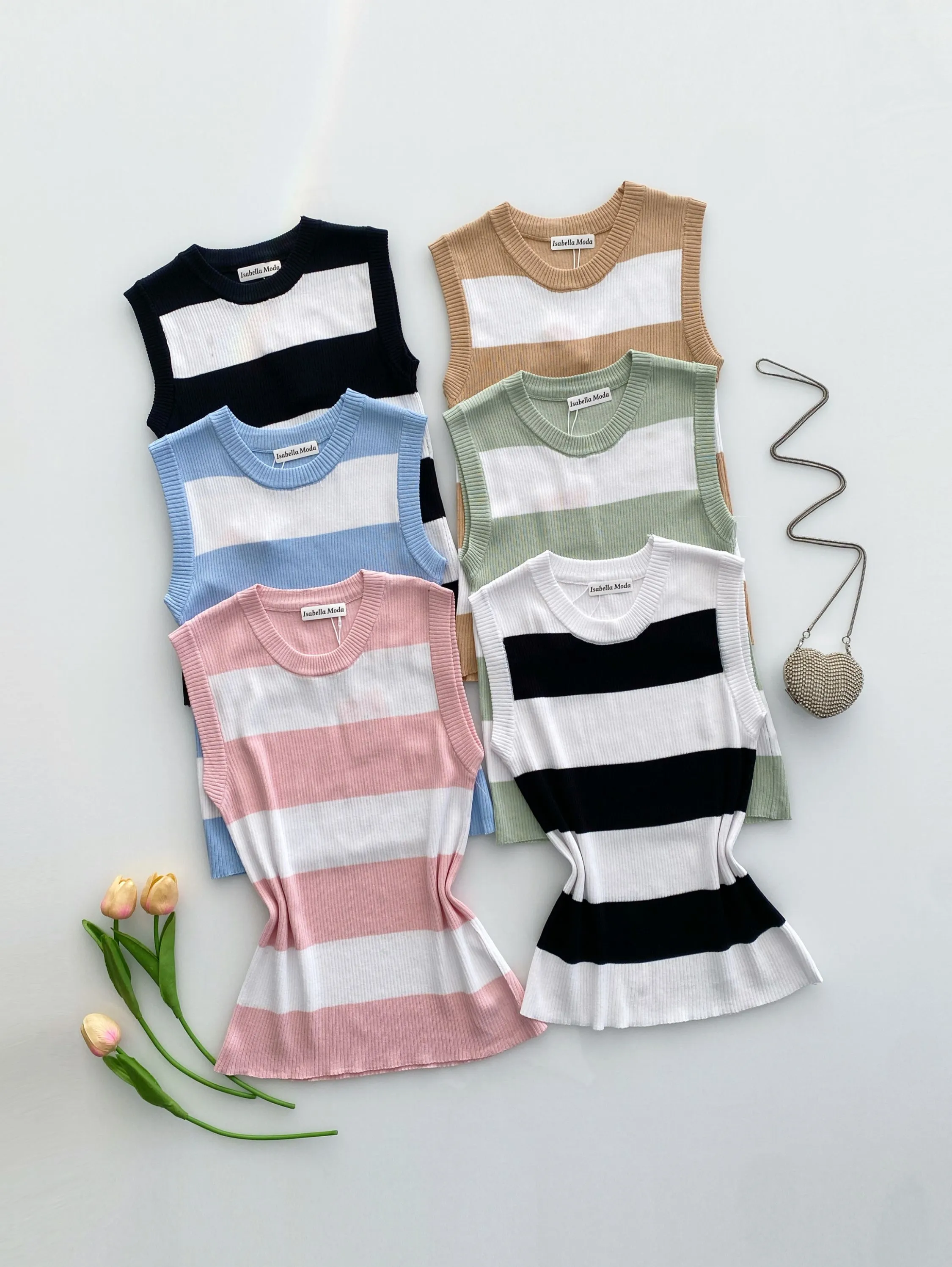 Regata modal fresquinho listrada Isabella moda