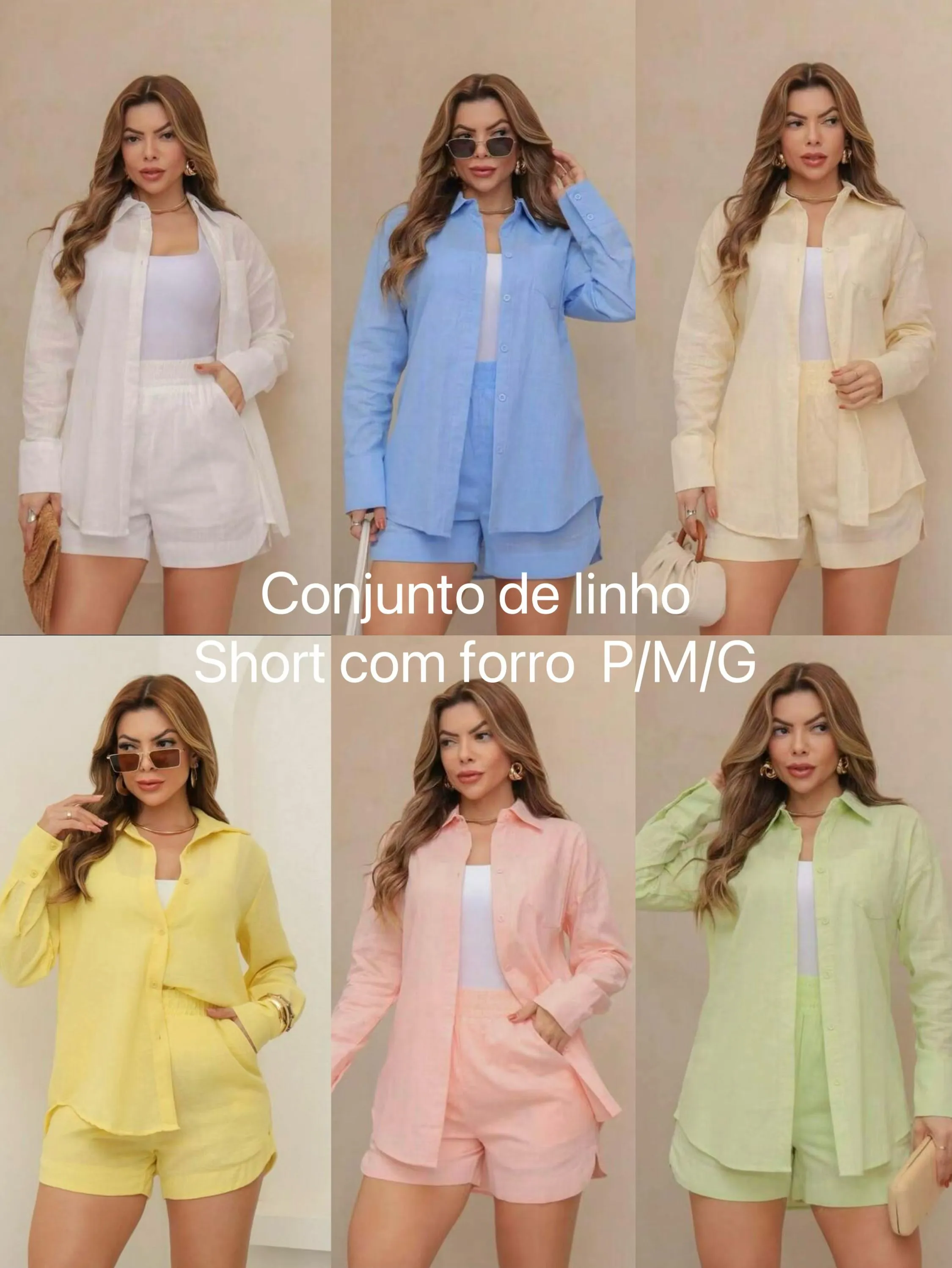 Conjunto linho (camisa+short com gorro) Isabella moda