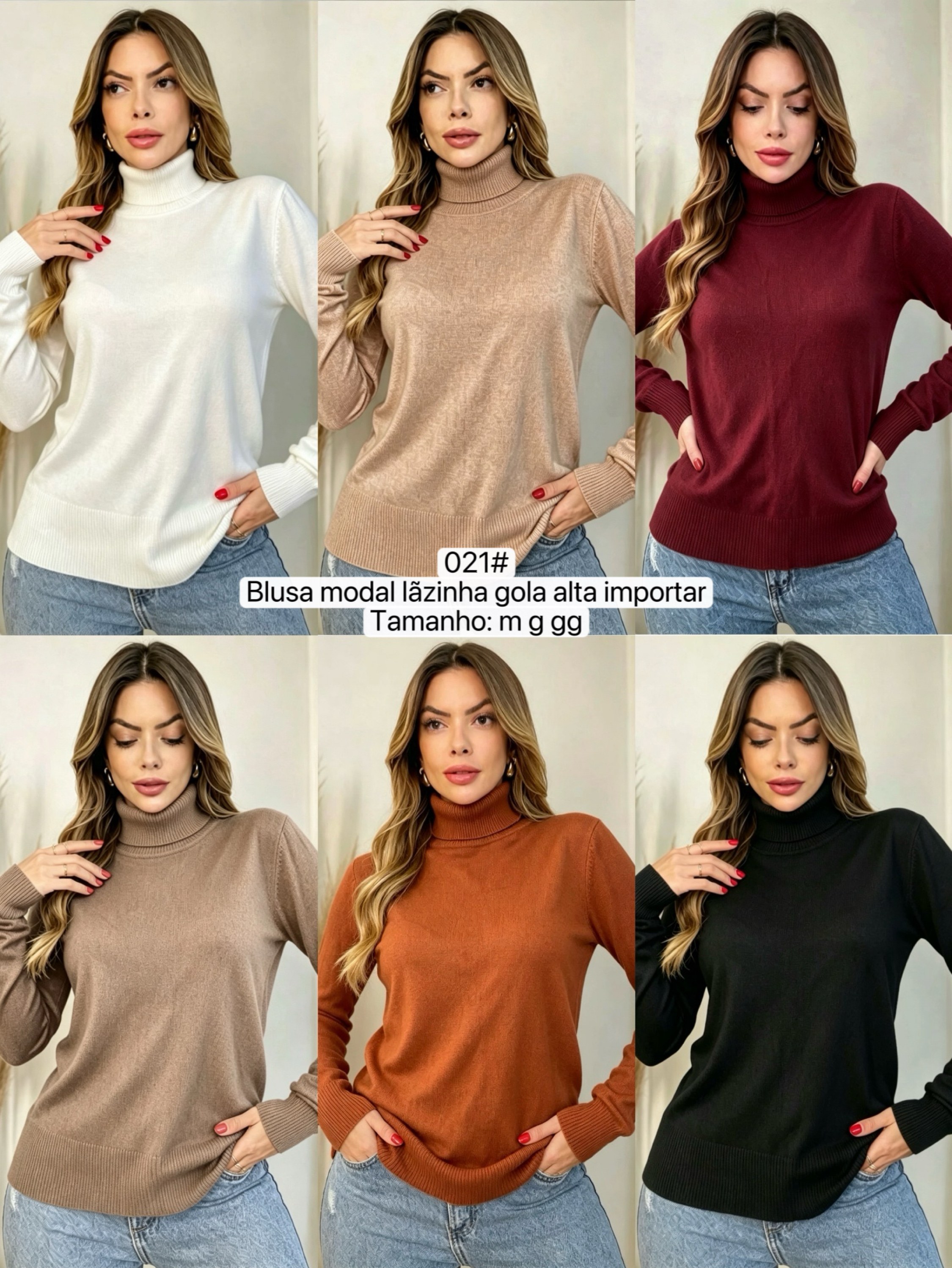 021# Blusa modal lãzinha gola alta Isabella moda