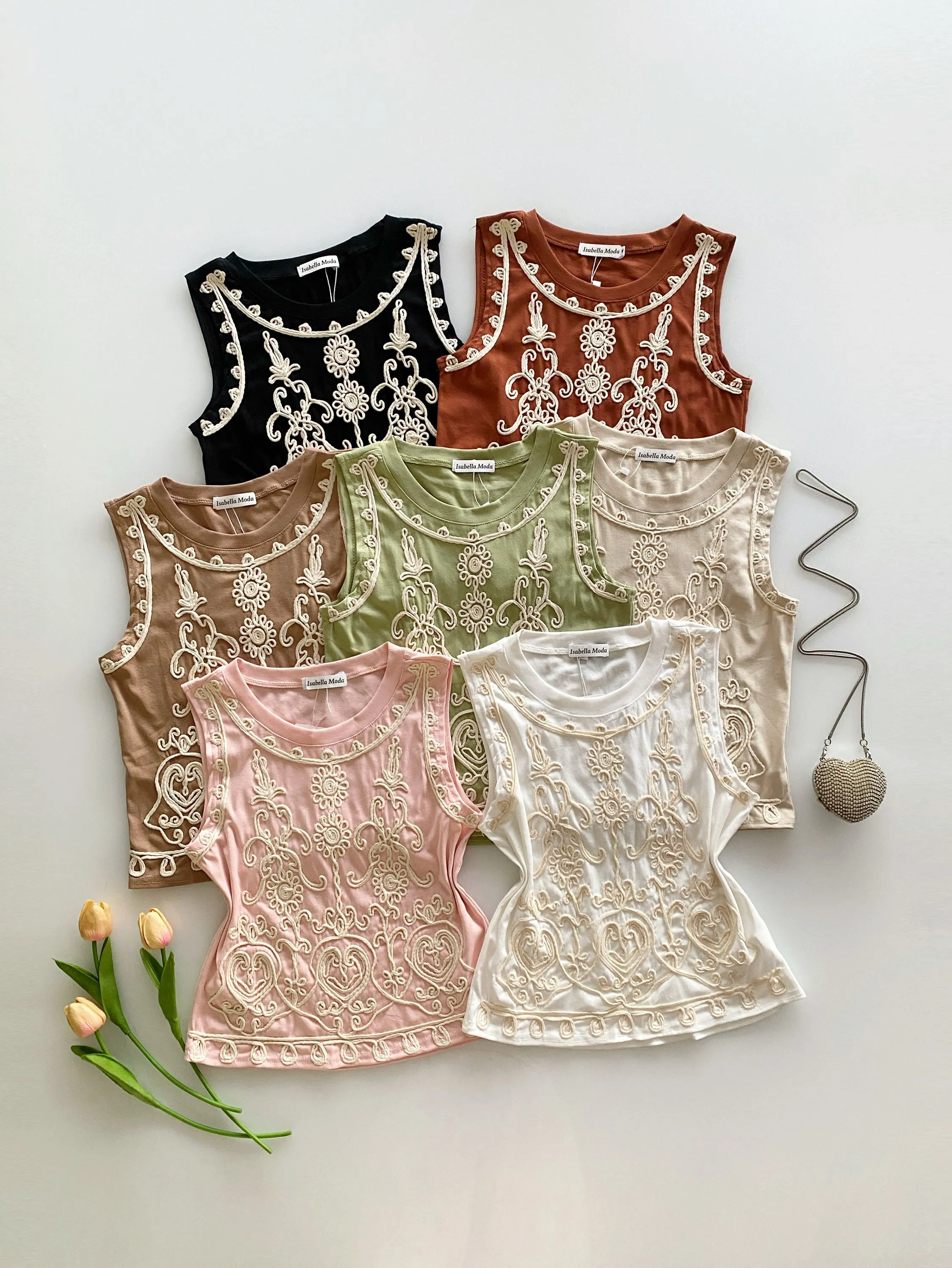 Regata algodão com bordado Isabella moda