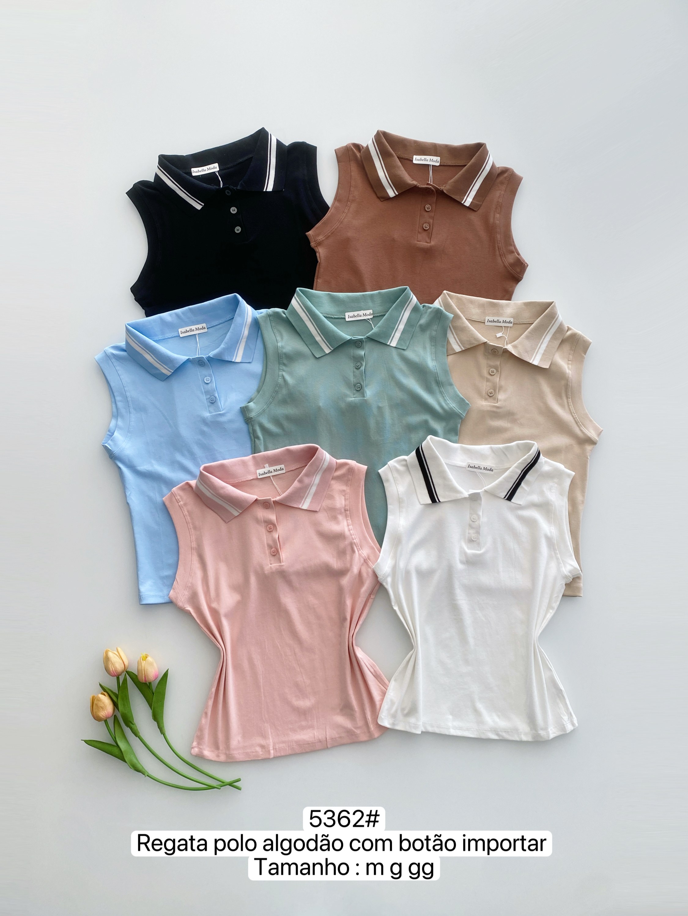 5362# Regata polo algodão Isabella moda