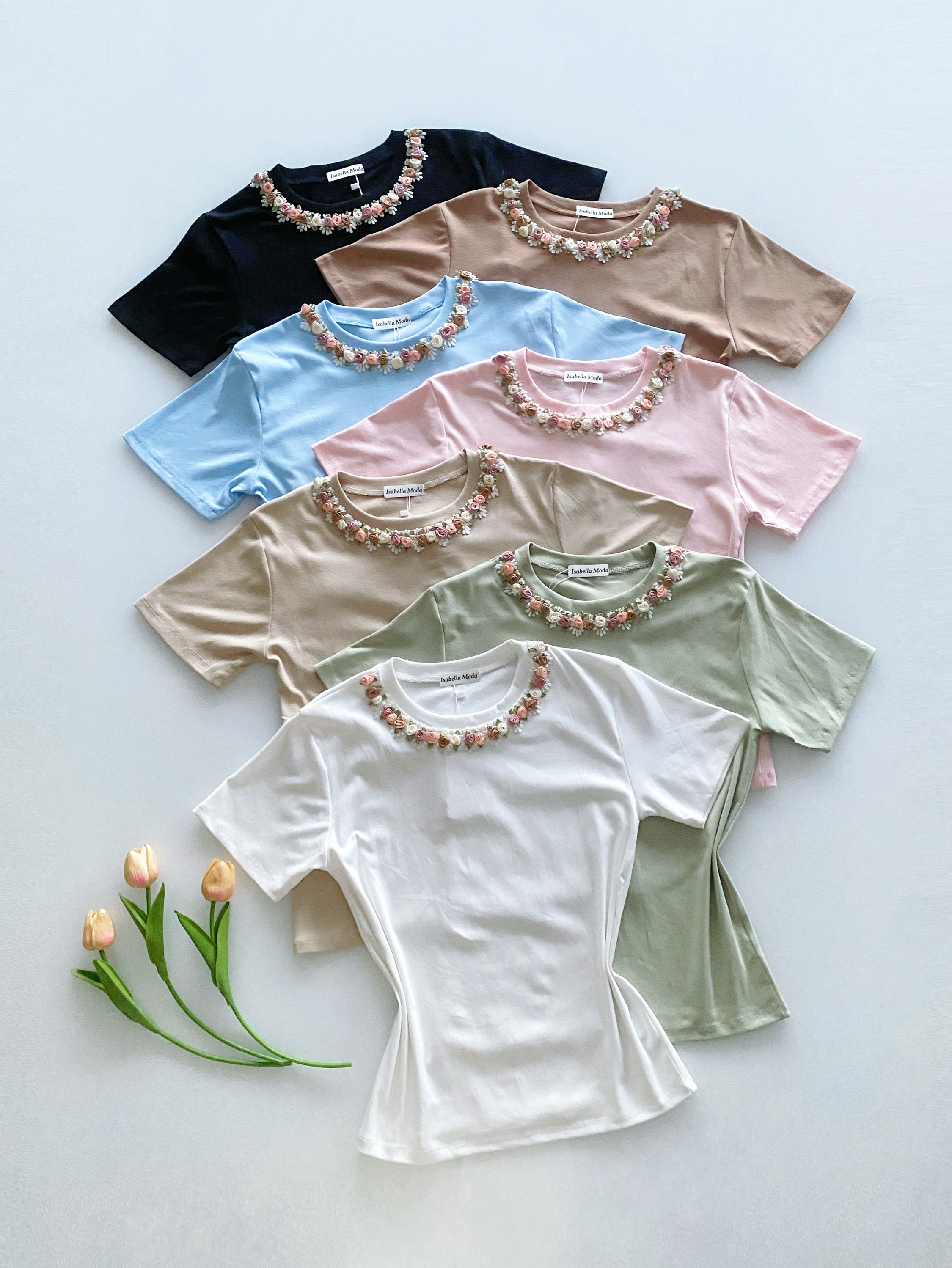 Blusa algodão com flor Isabella mida