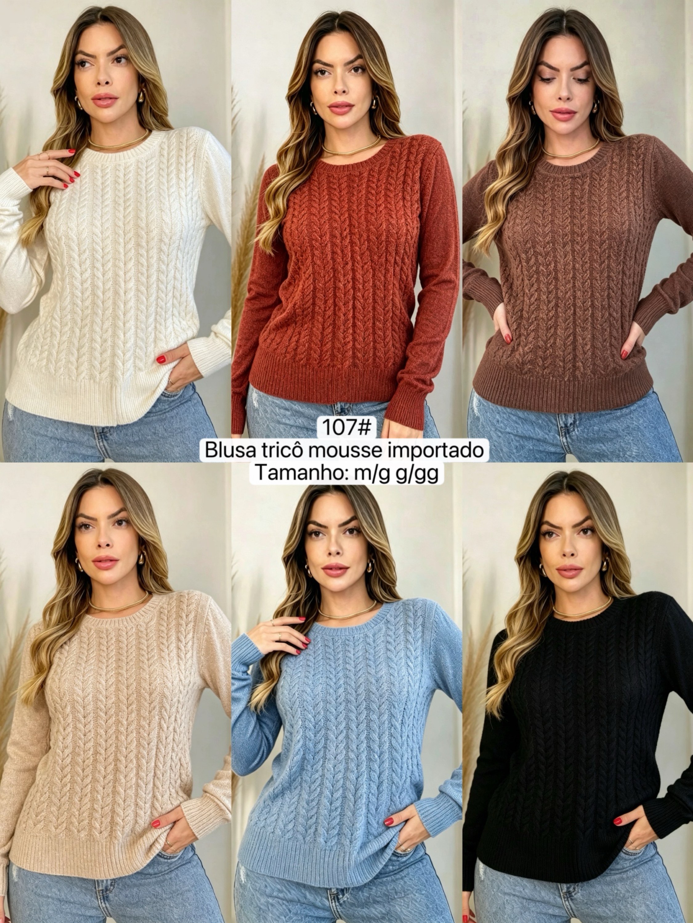 107# Blusa tricô mousse importado Isabella moda