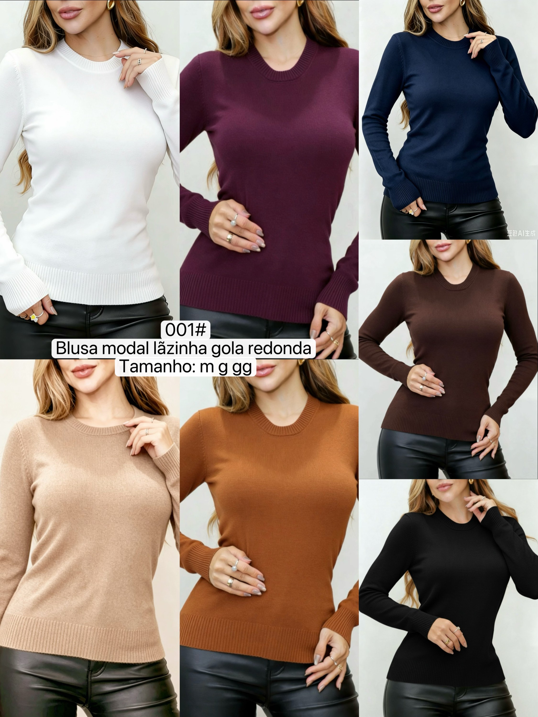 001#Blusa modal lãzinha gola redonda Isabella moda