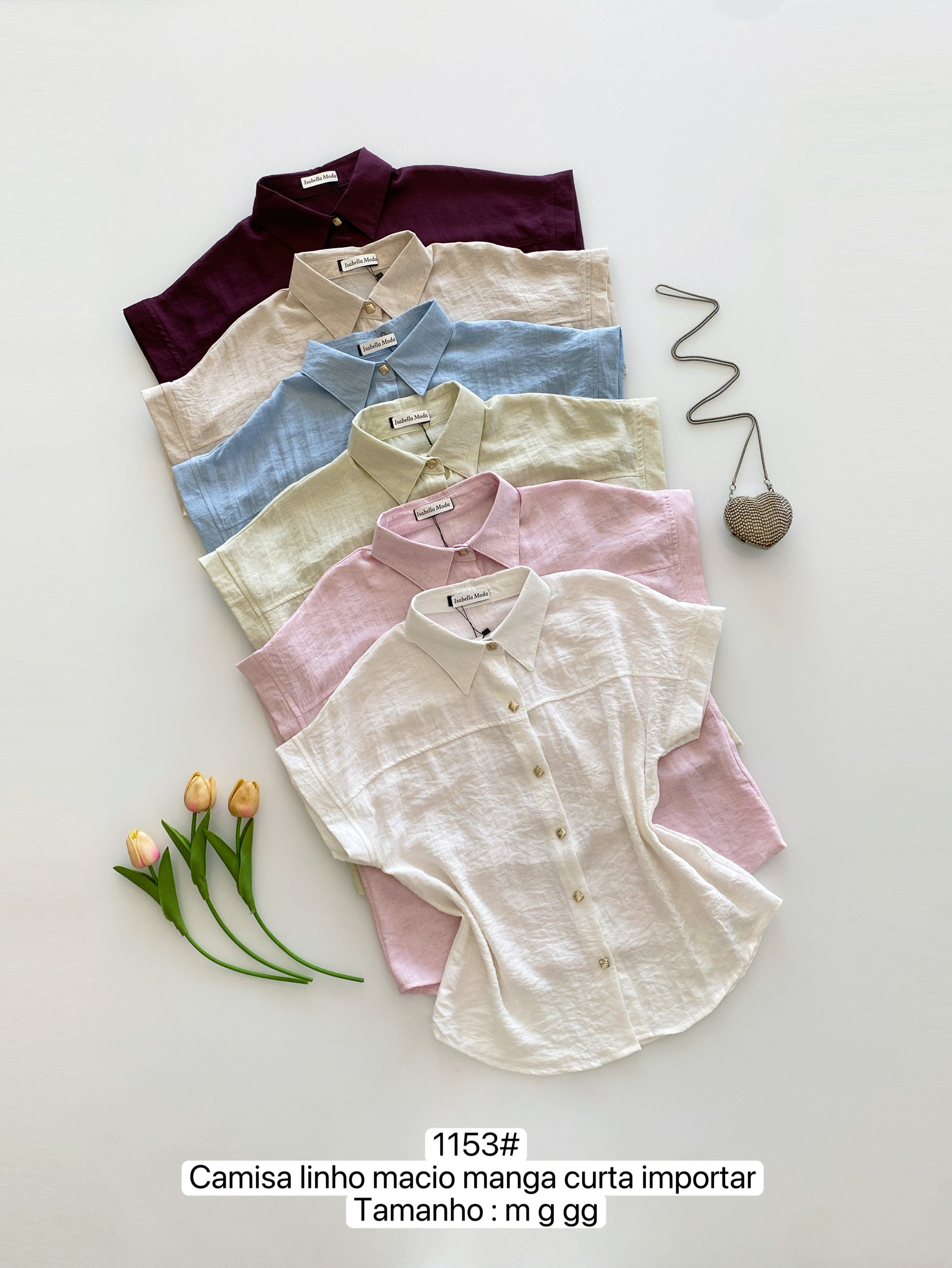 1153# Camisa linho macio Isabella moda