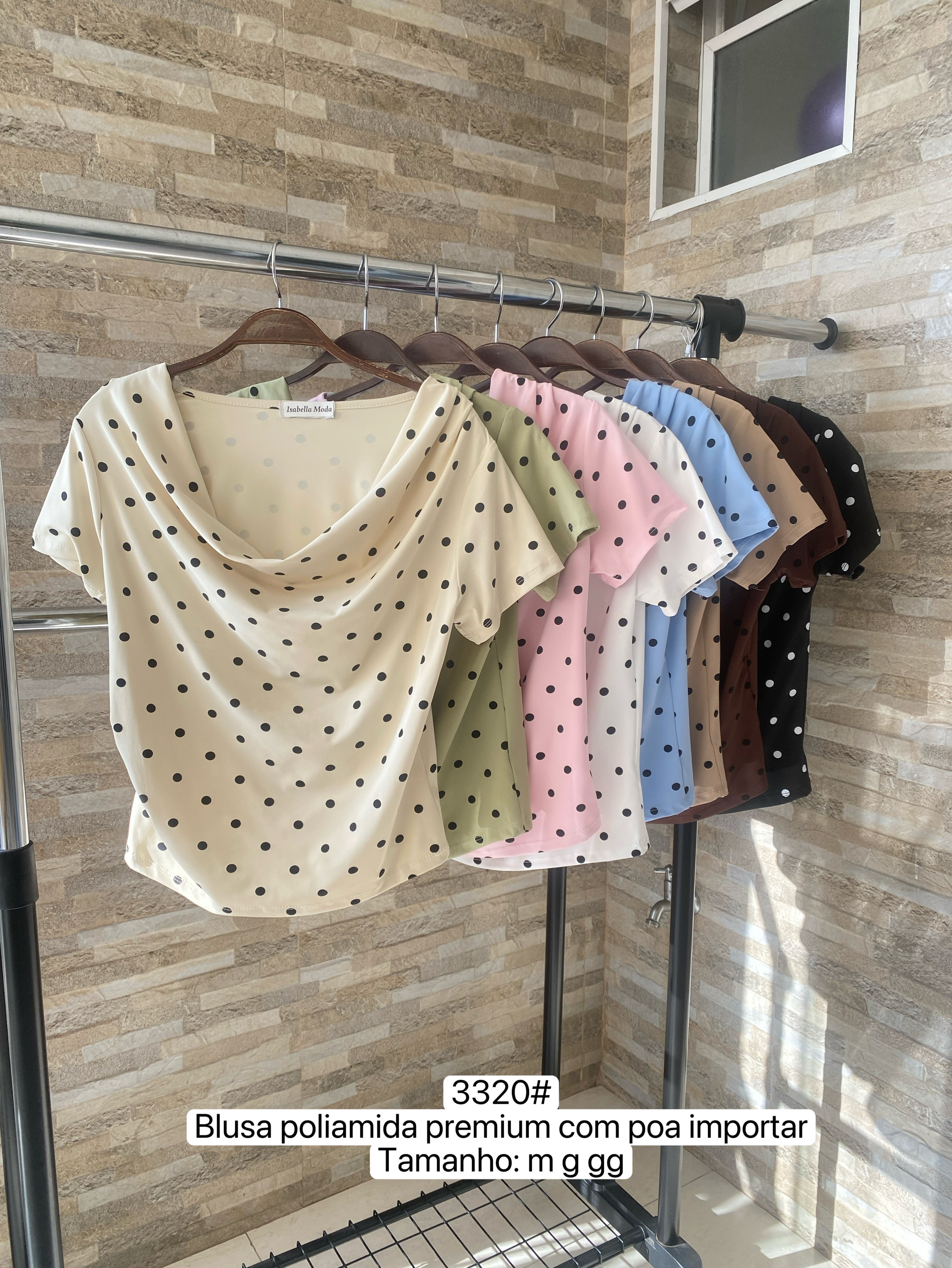 3320# Blusa poliamida com poa Isabella moda