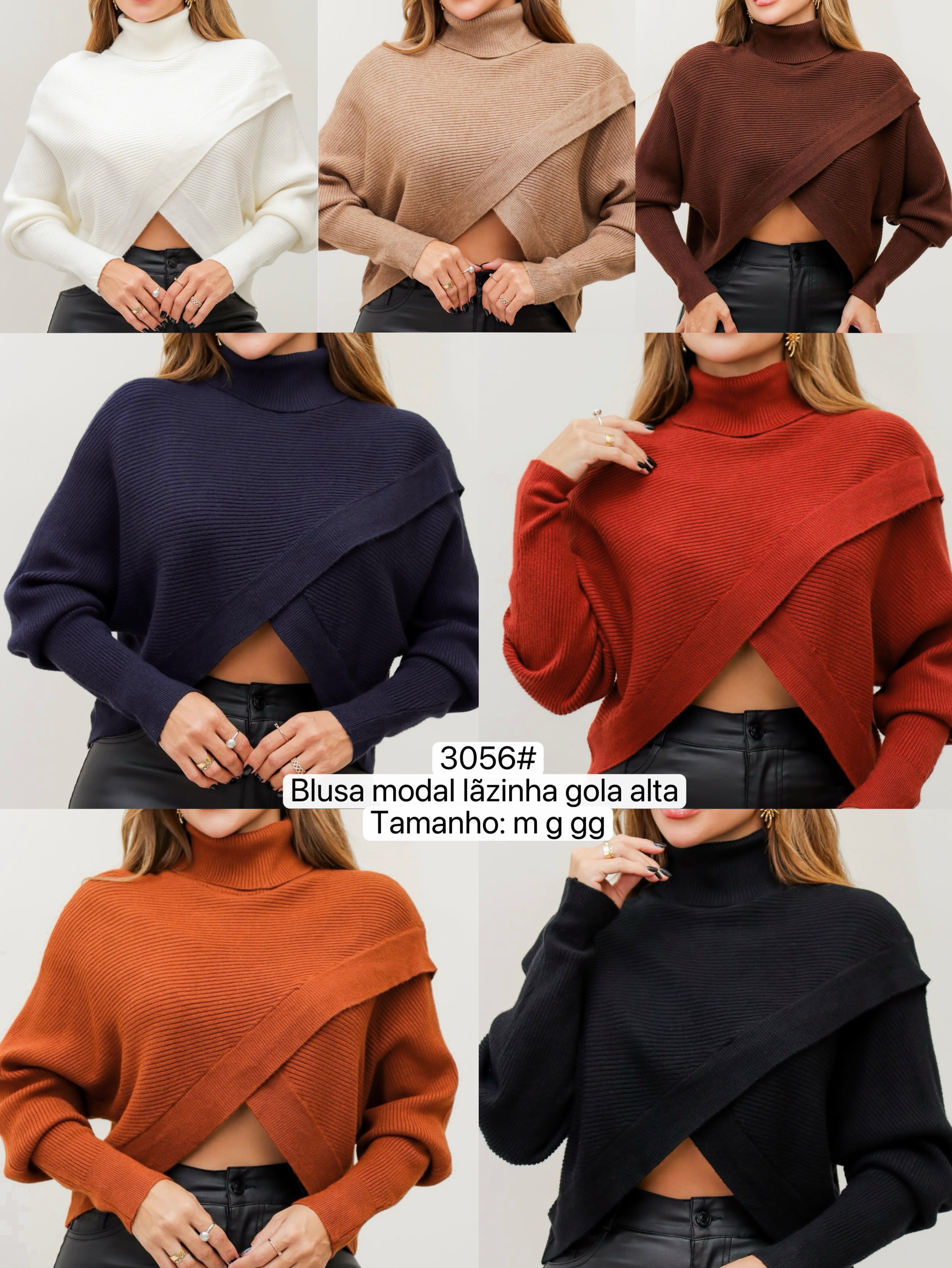3056# Blusa modal lãzinha gola alta Isabella moda