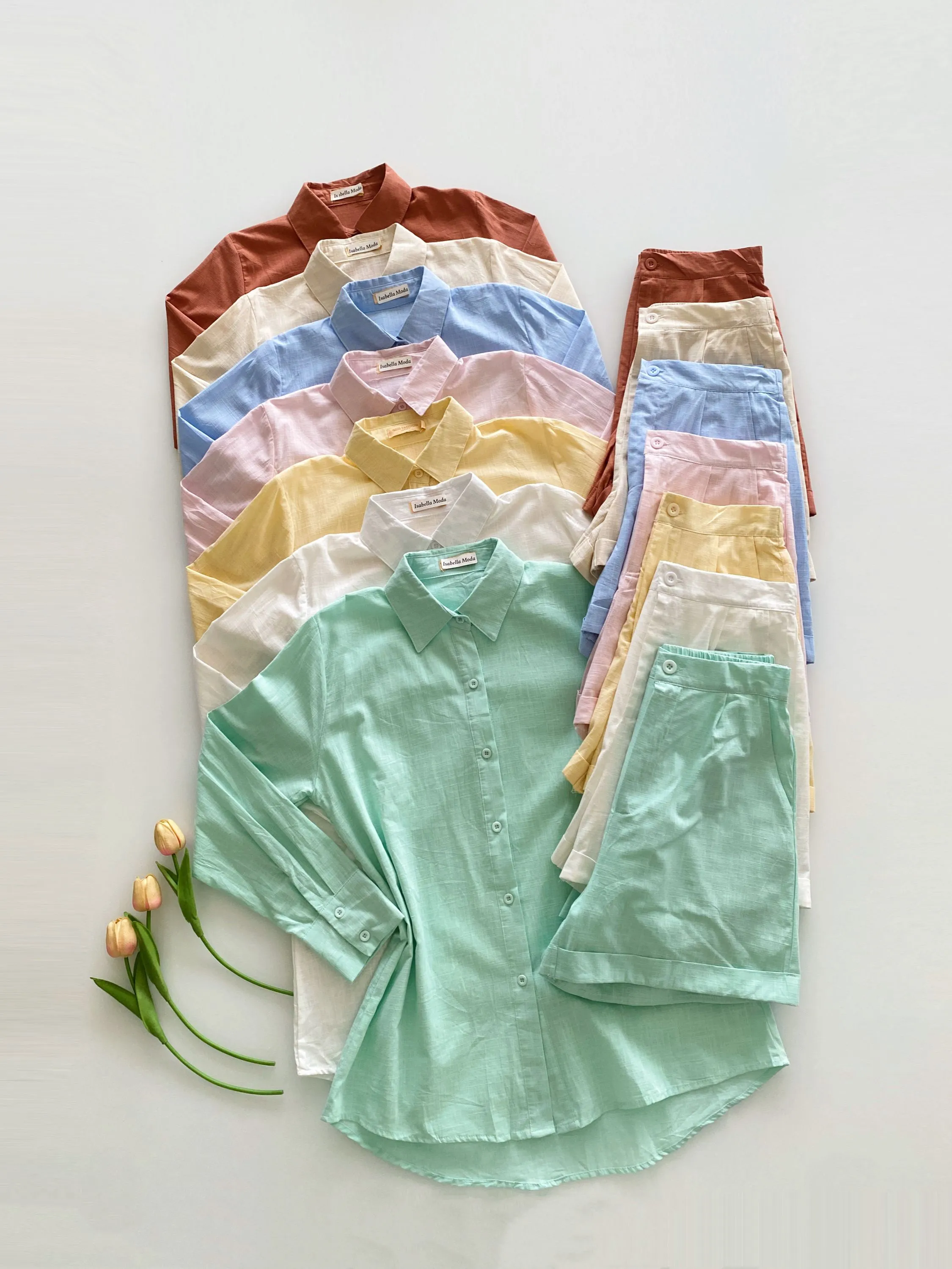 39349# Conjunto linho (camisa+short) Isabella modal