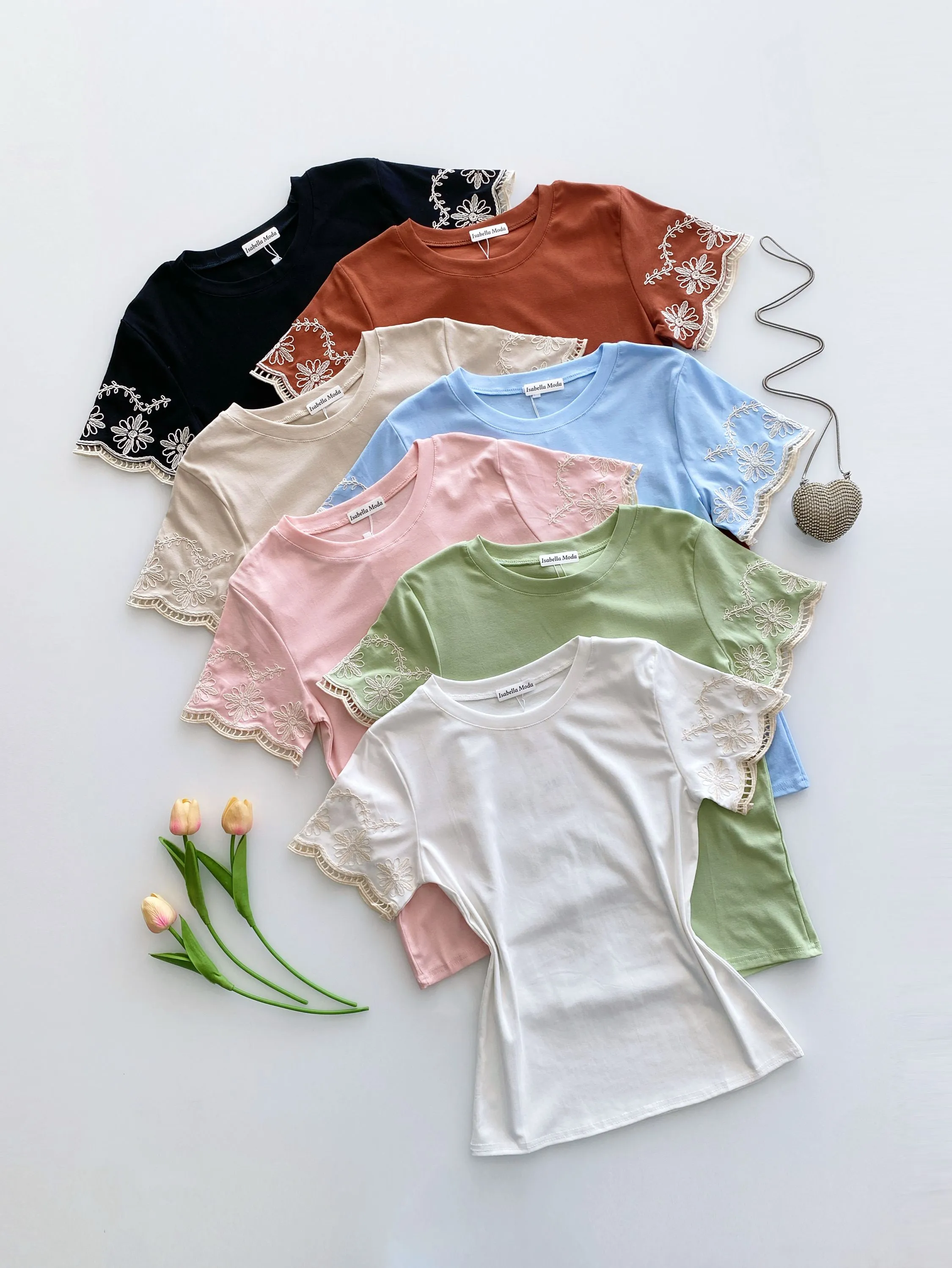 Blusa algodão manga bordado 180# Isabella moda