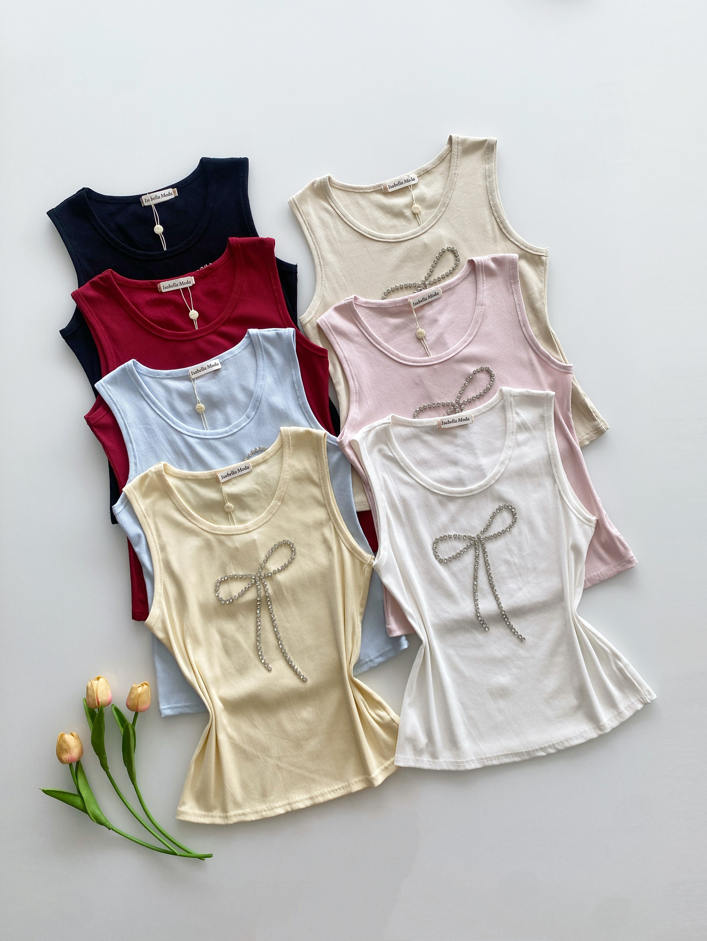 113# Regata canelada algodão com pedraria Isabella moda