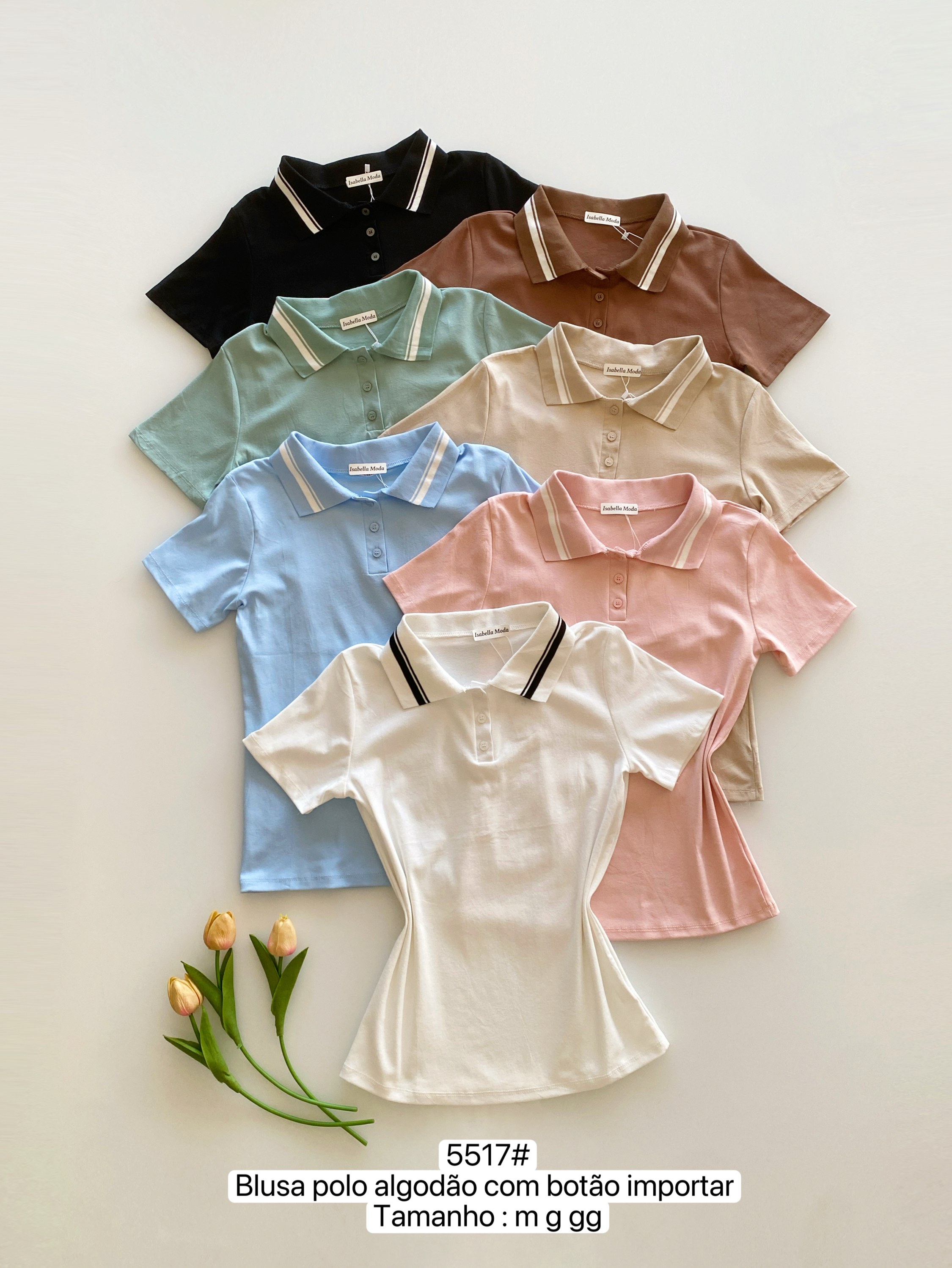 5517# Blusa polo algodão Isabella moda