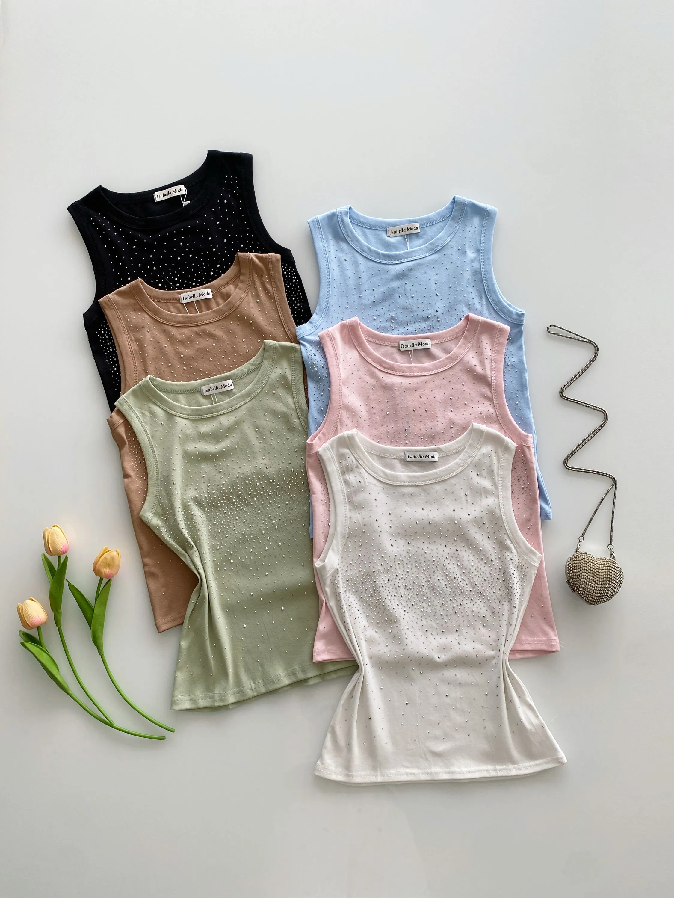 Regata algodão com pedraria Isabella moda