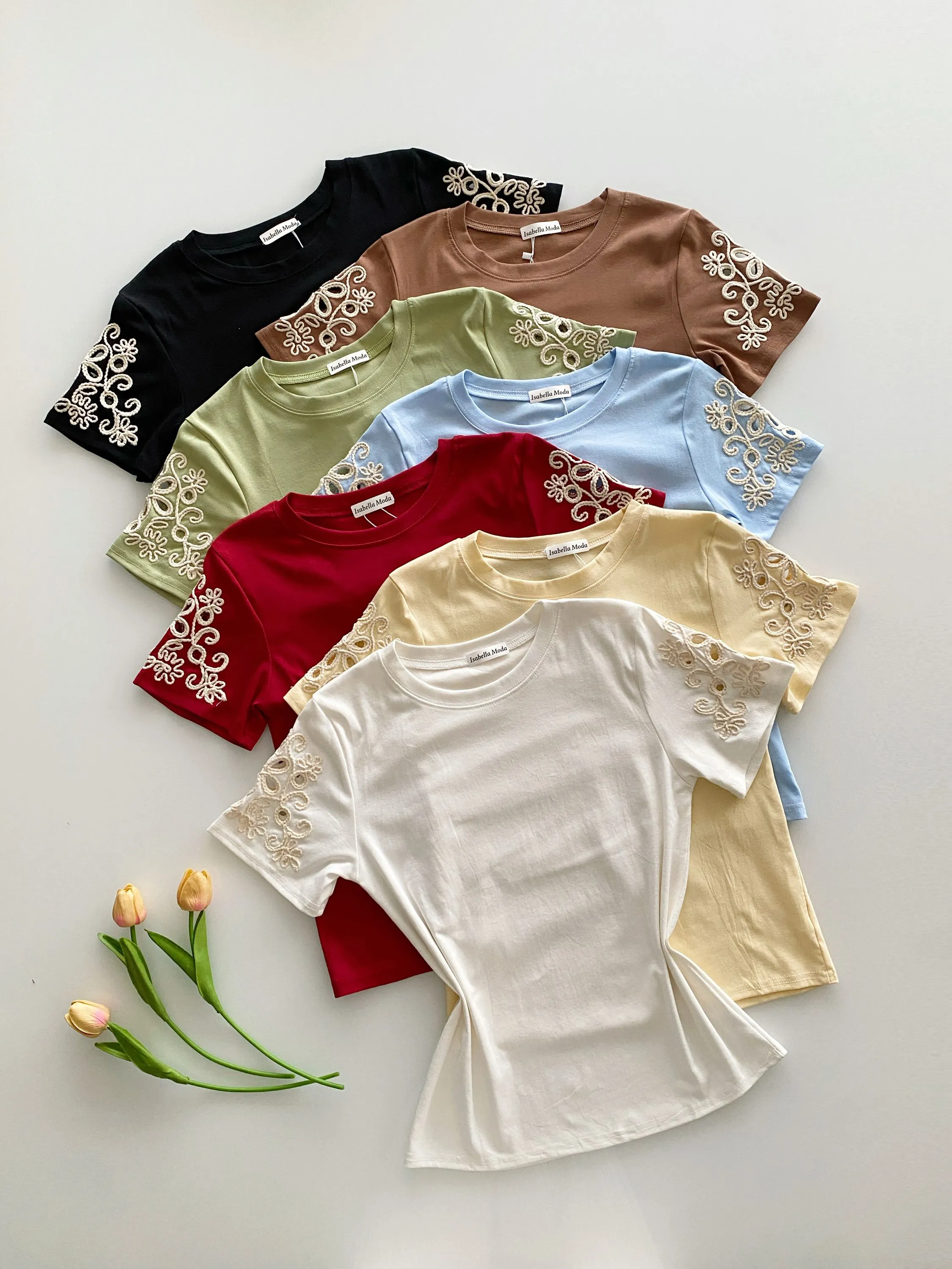 Blusa algodão manga bordado Isabella moda