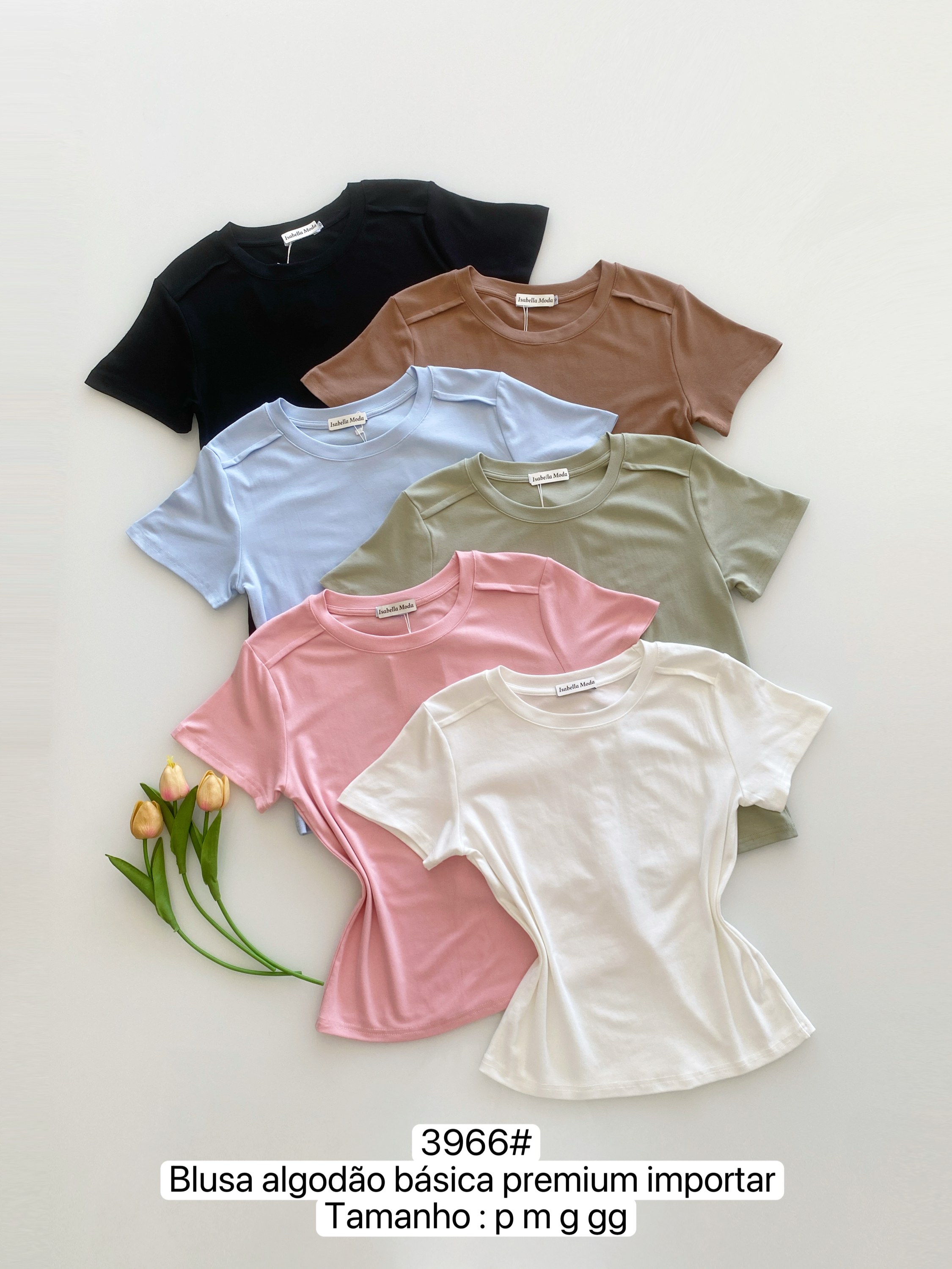 3966# Blusa algodão básica premium Isabella moda