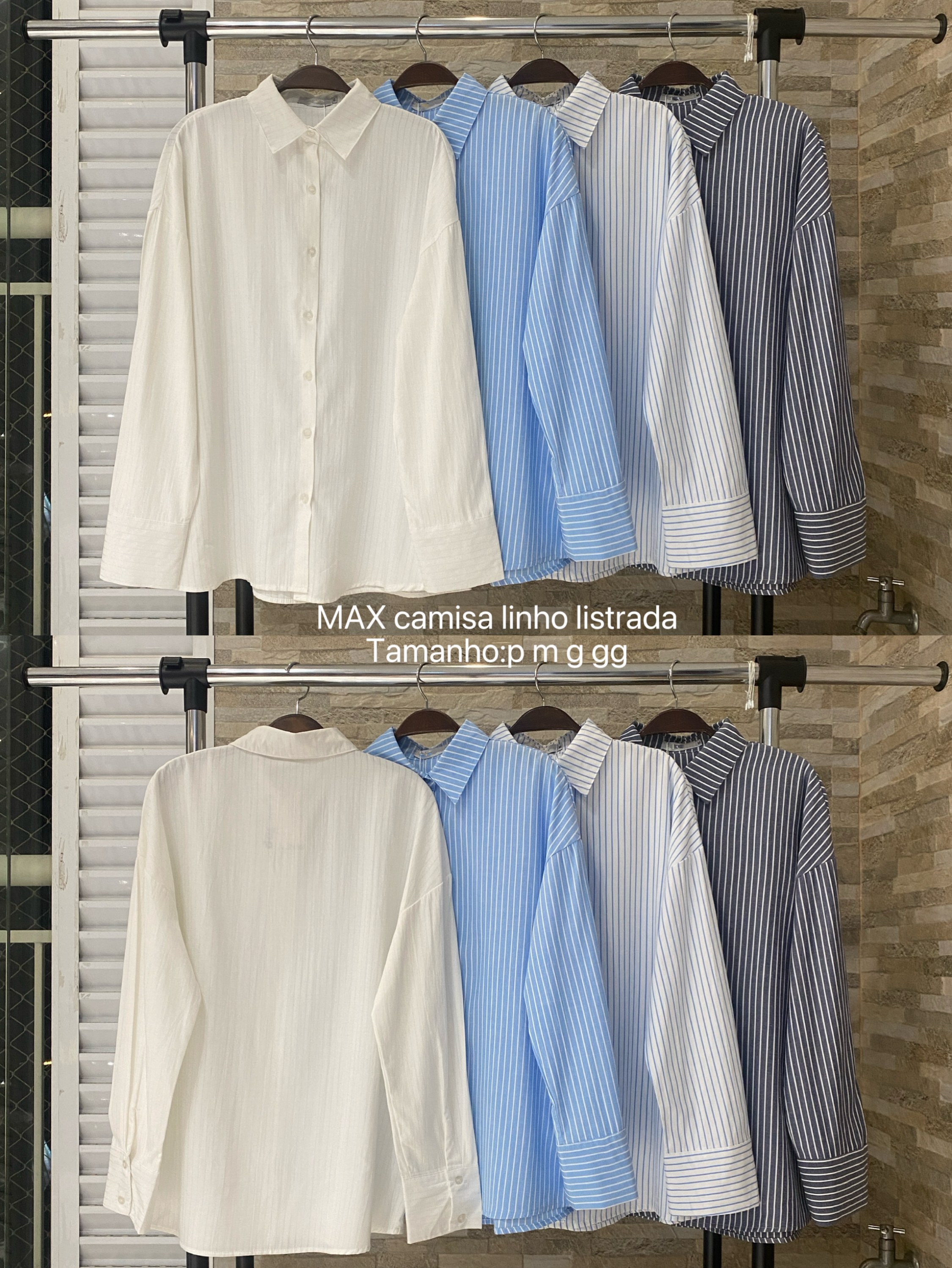 MAX camisa linho listrada Isabella moda
