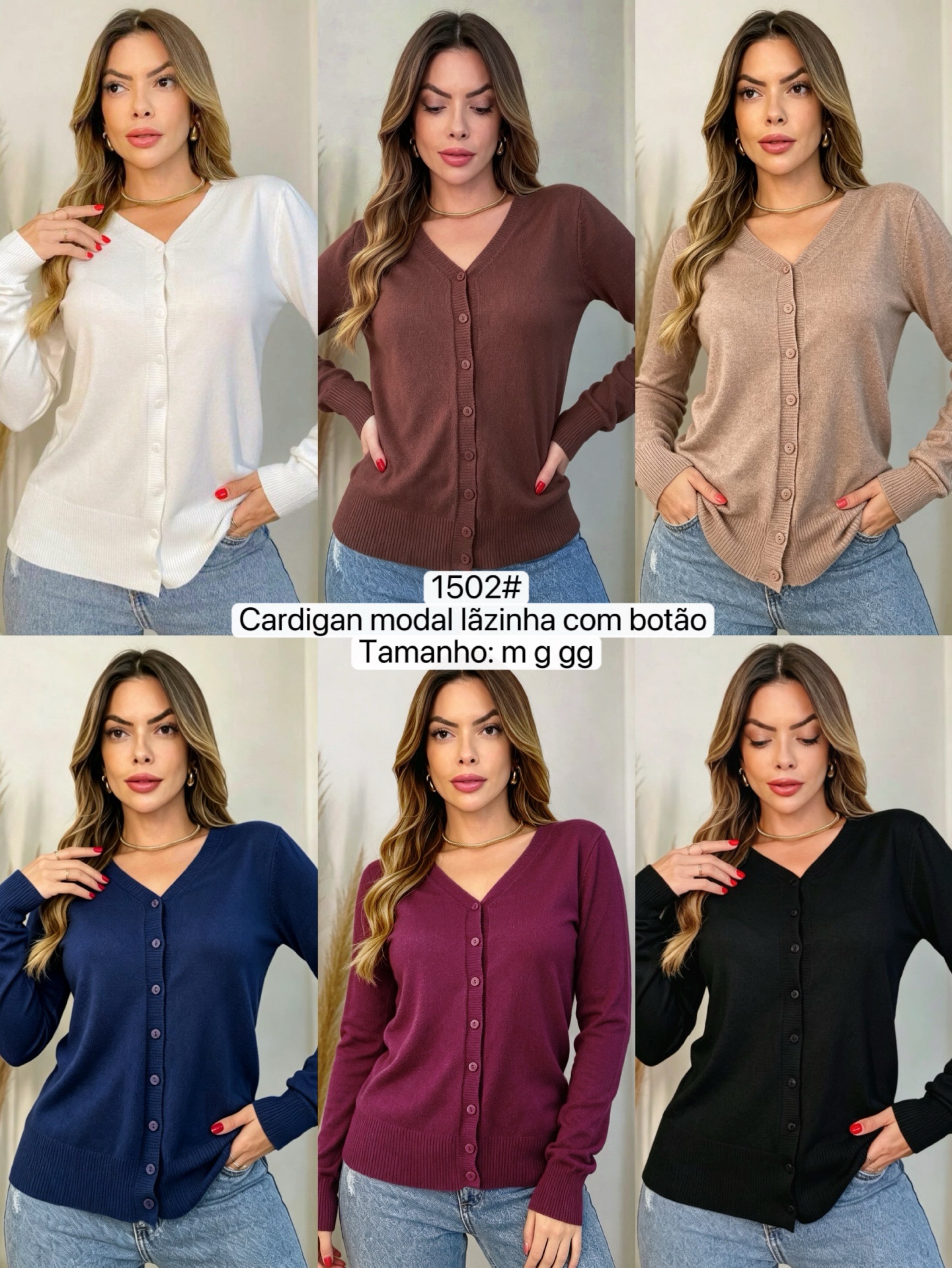 1502# Cardigan modal lãzinha com botão Isabella moda