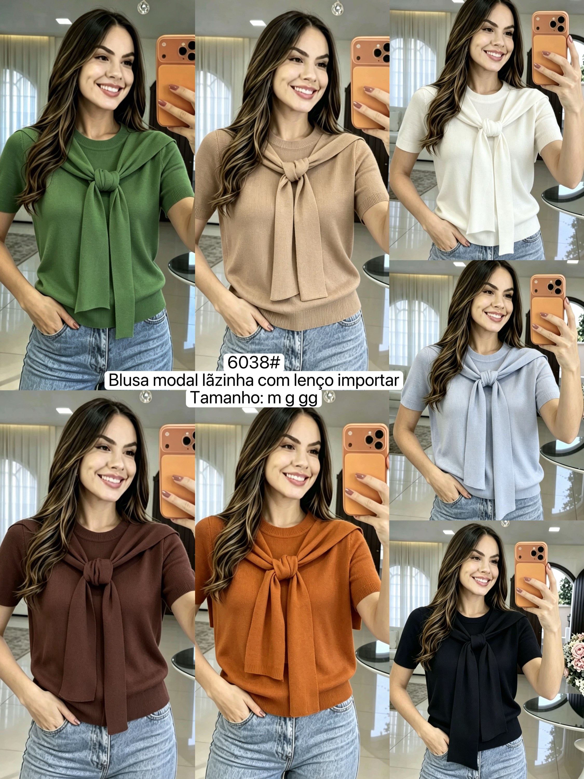6038# Blusa modal com lenço Isabella moda