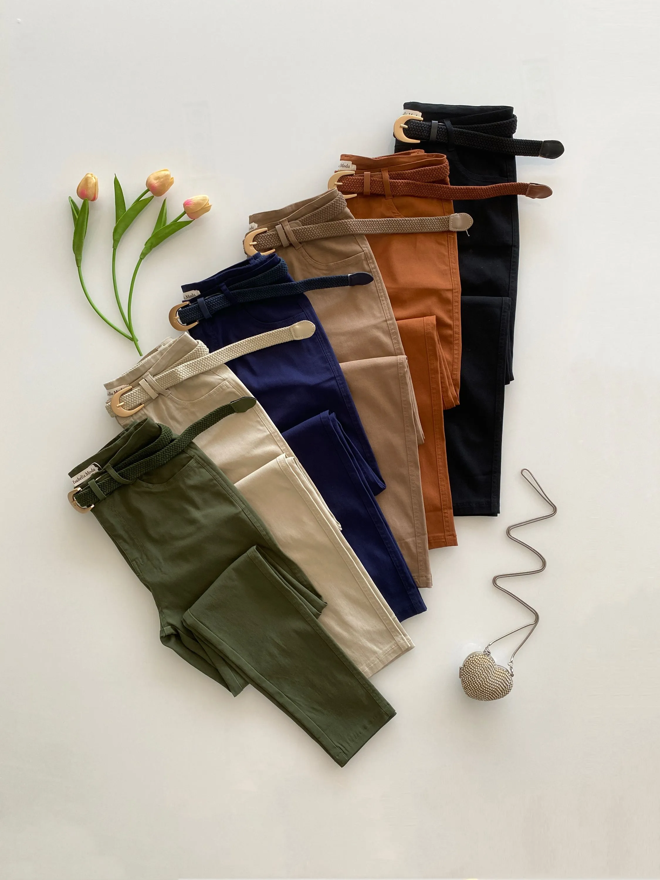 Calça tenoblque elastano com cinto Isabella moda
