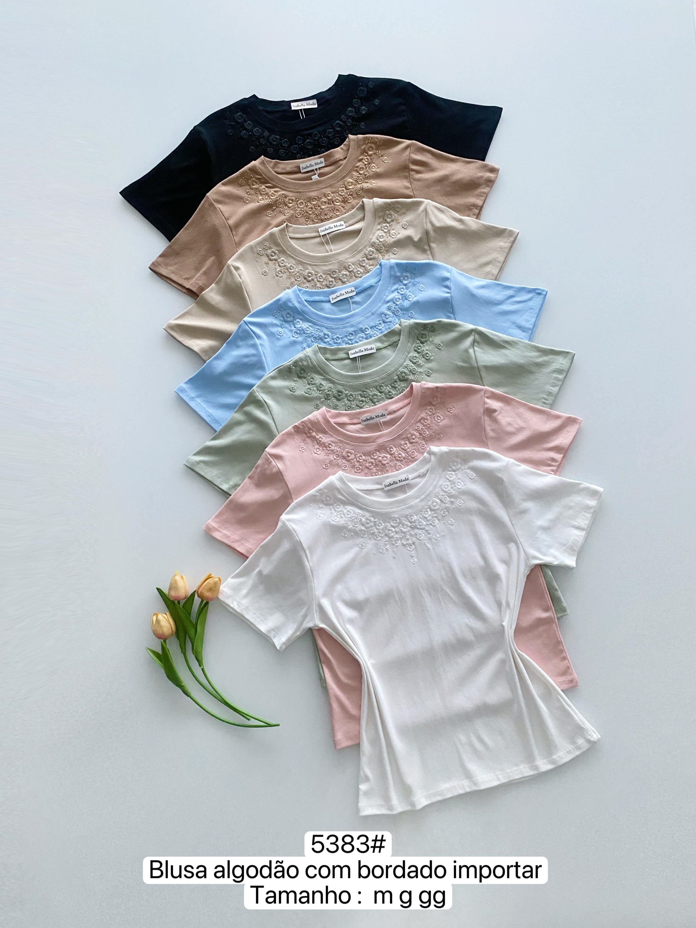 5383# Blusa algodão com bordado Isabella moda