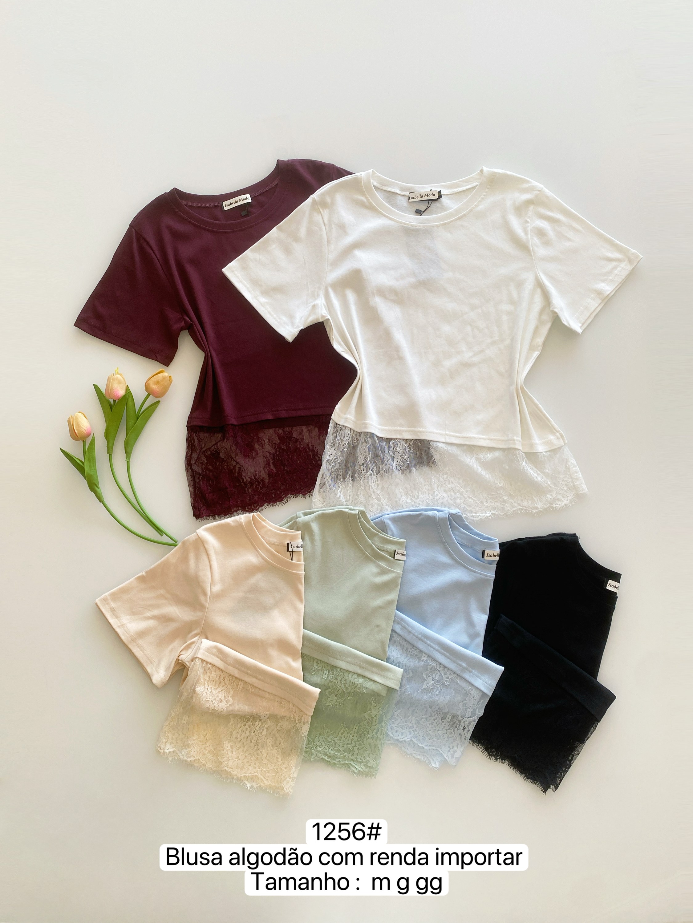 1256# Blusa algodão com renda Isabella moda