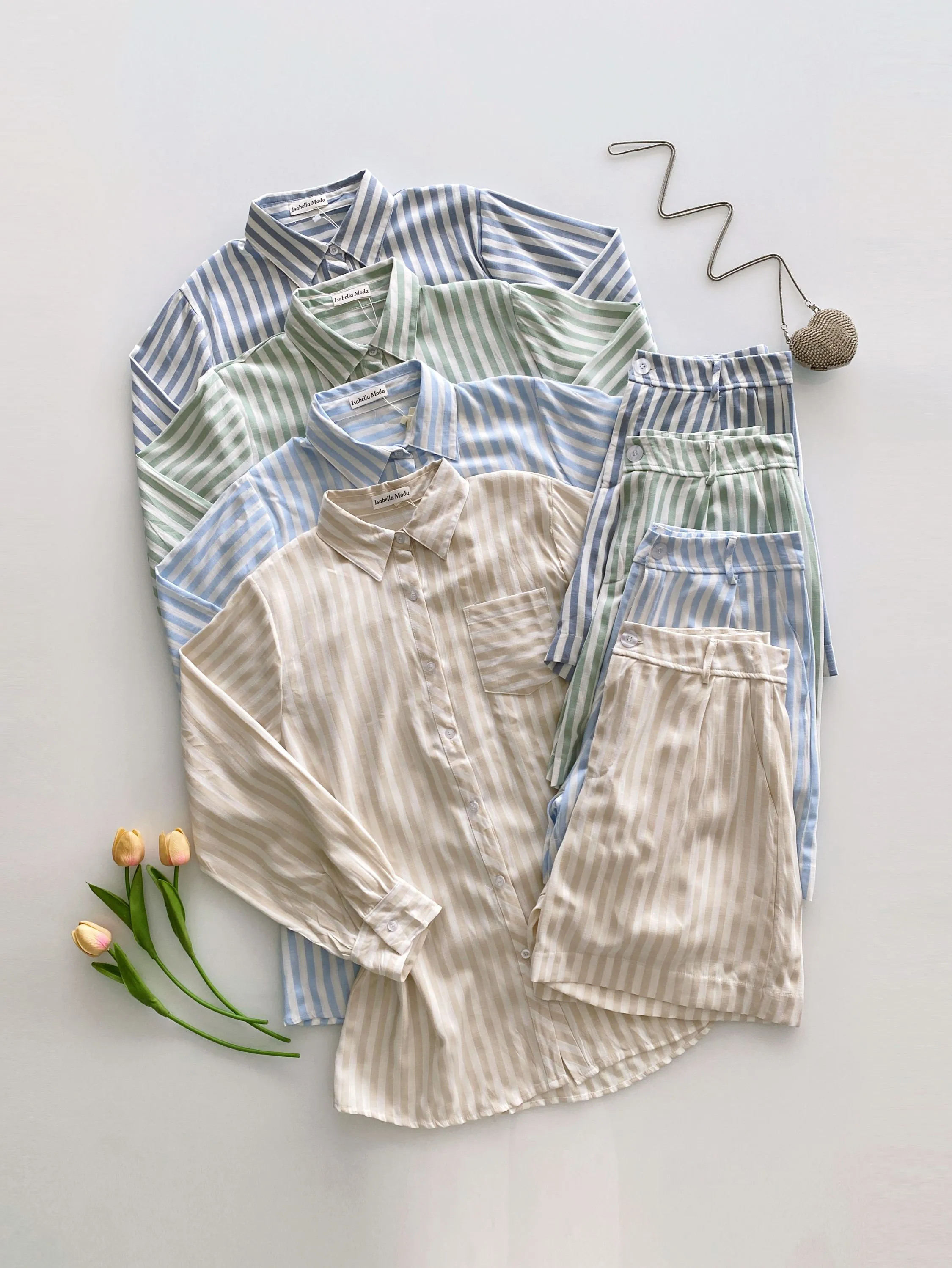 MAX conjunto de linho (camisa longa + short) Isabella moda